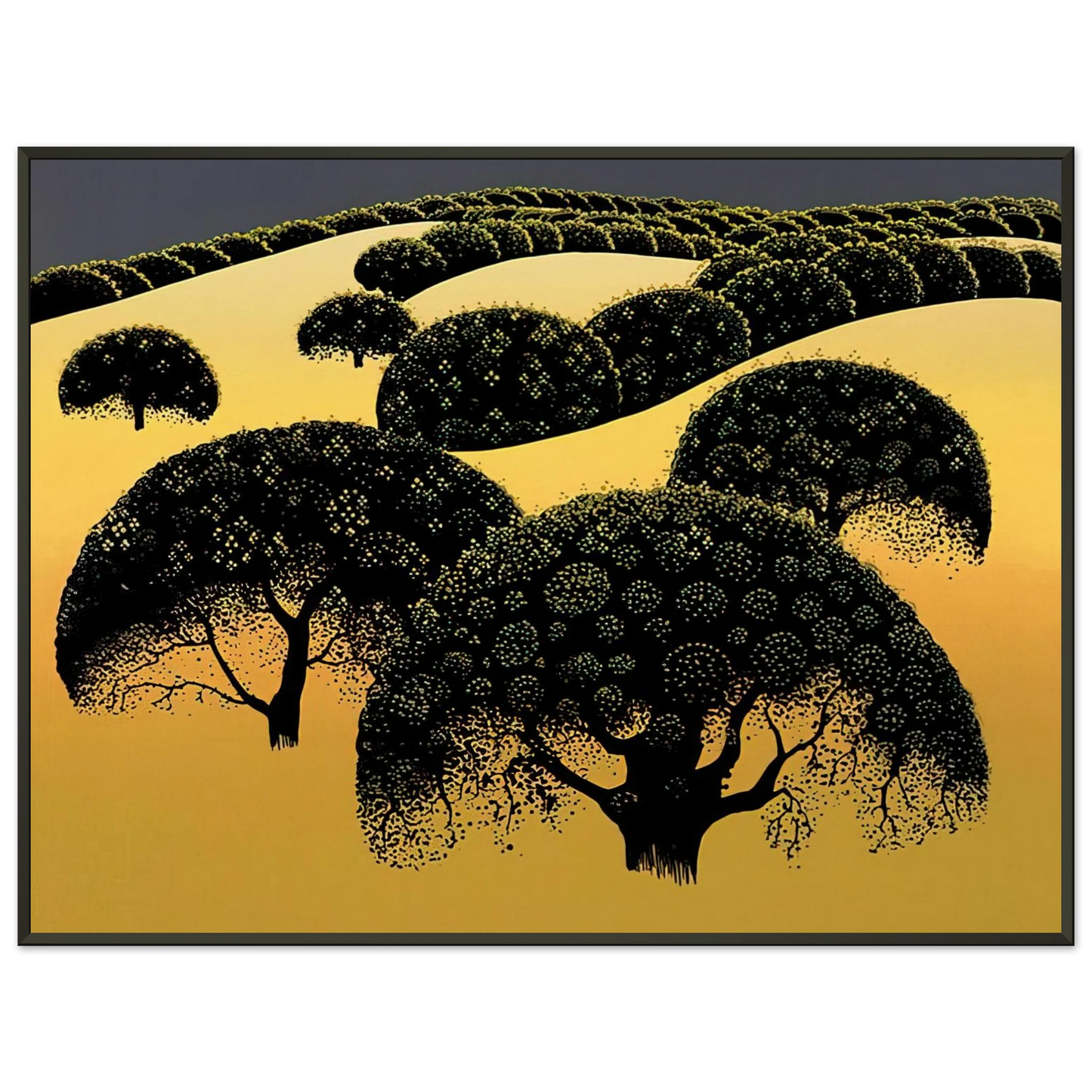 Eyvind Earle  Santa Ynez Oaks Framed Art Print  - Aluminum Frame - 70x100 cm / 28x40 inches