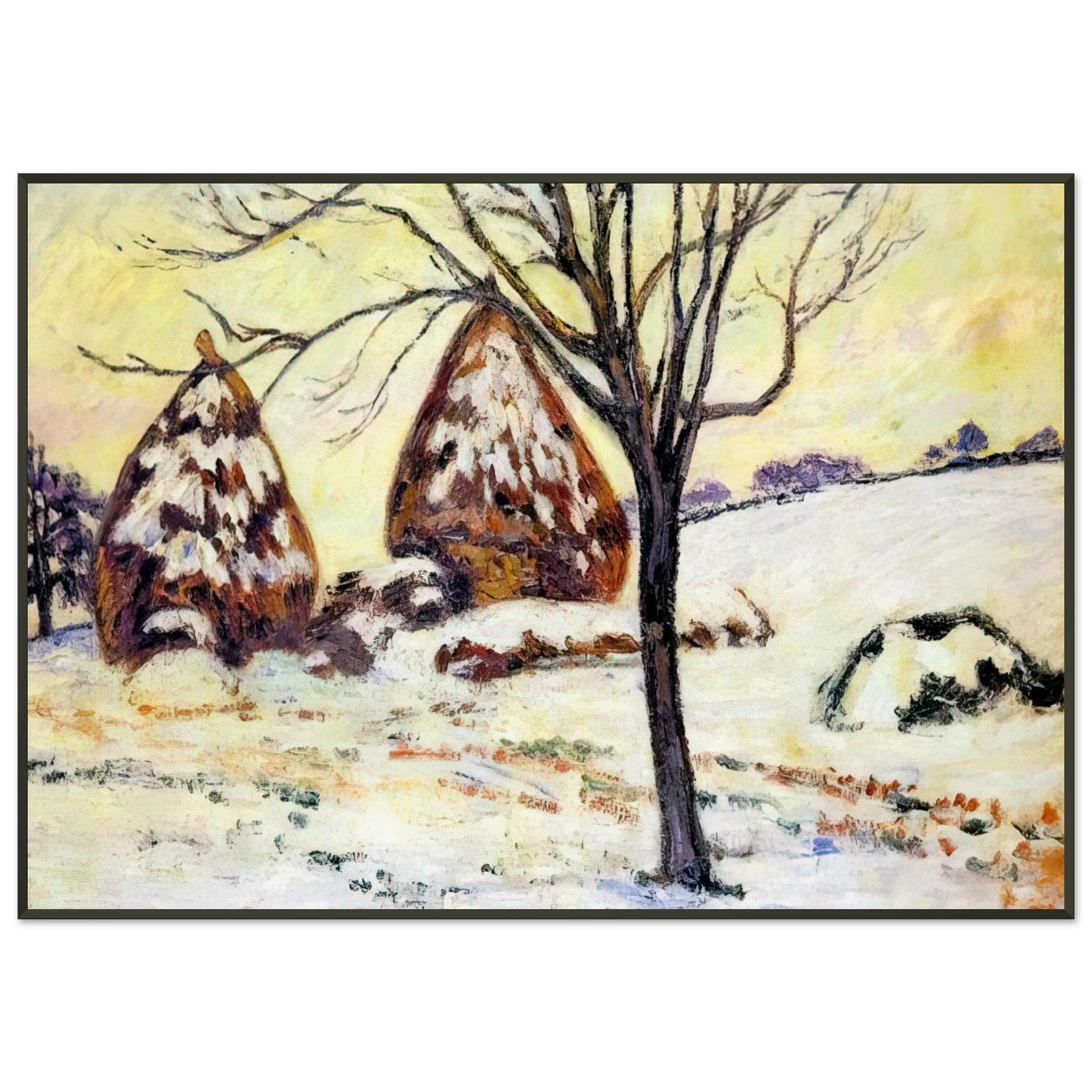 Armand Guillaumin Effts de neige a Palaiseau 1883 Framed Art Print - Aluminum Frame - 21x29.7 cm / 8x12"