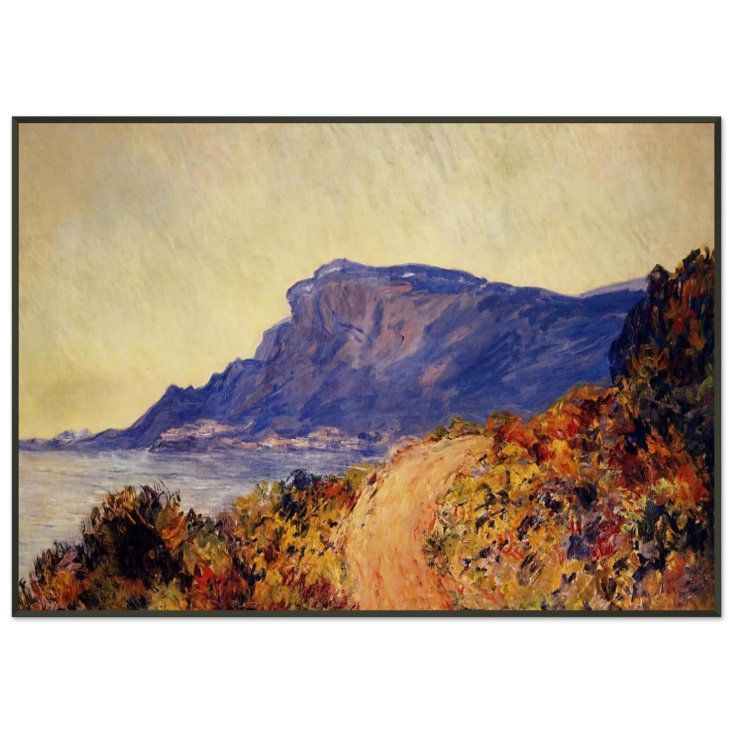 claude monet  The Red Road at Cap Martin near Menton Framed Art Print  - Aluminum Frame - 21x29.7 cm / 8x12"