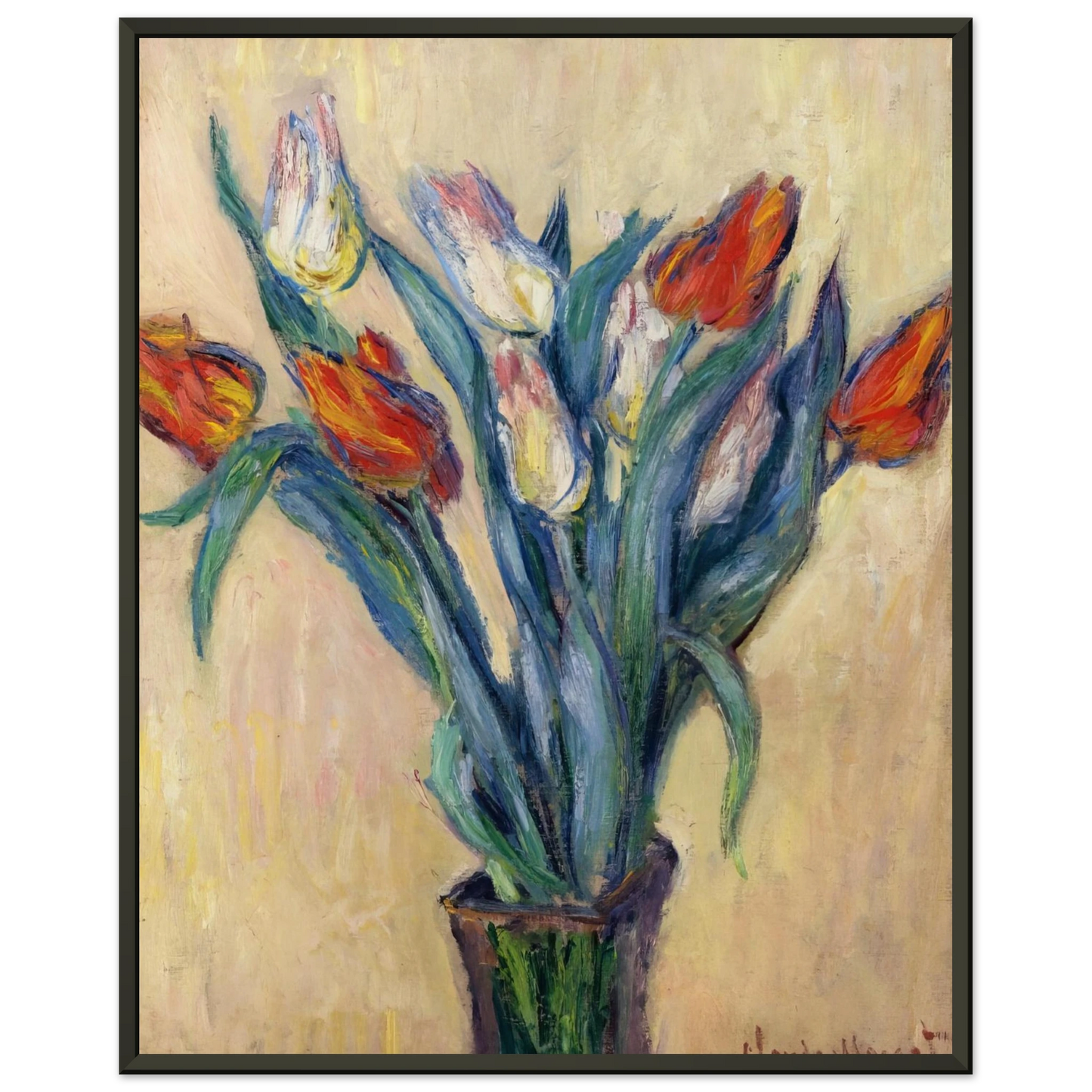 claude monet Vase of Tulips Framed Art Print - Aluminum Frame - 70x100 cm / 28x40 inches