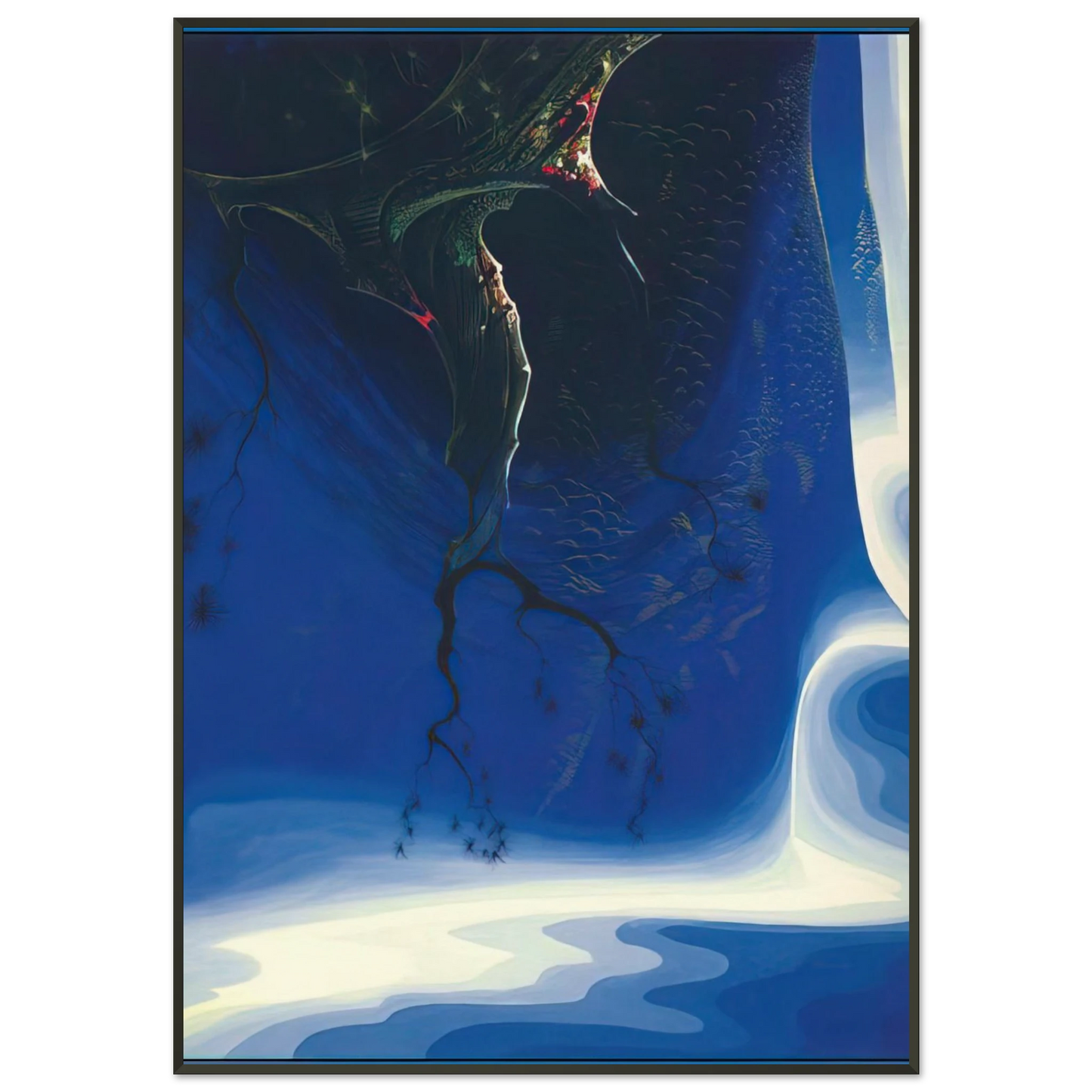 Eyvind Earle  Blue Purple Mist Framed Art Print  - Aluminum Frame - 21x29.7 cm / 8x12"