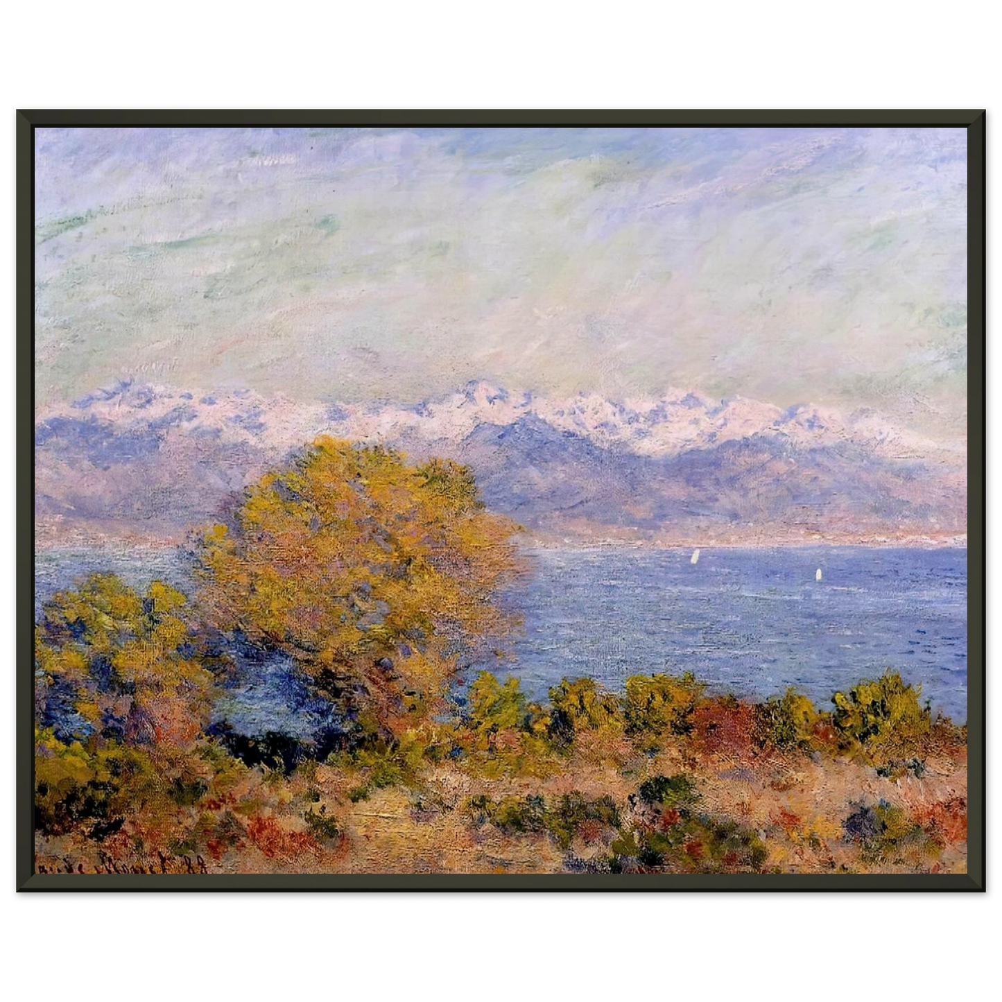 claude monet  The Alps Seen from Cap dAntibes Framed Art Print  - Aluminum Frame - 40x50 cm / 16x20 inches