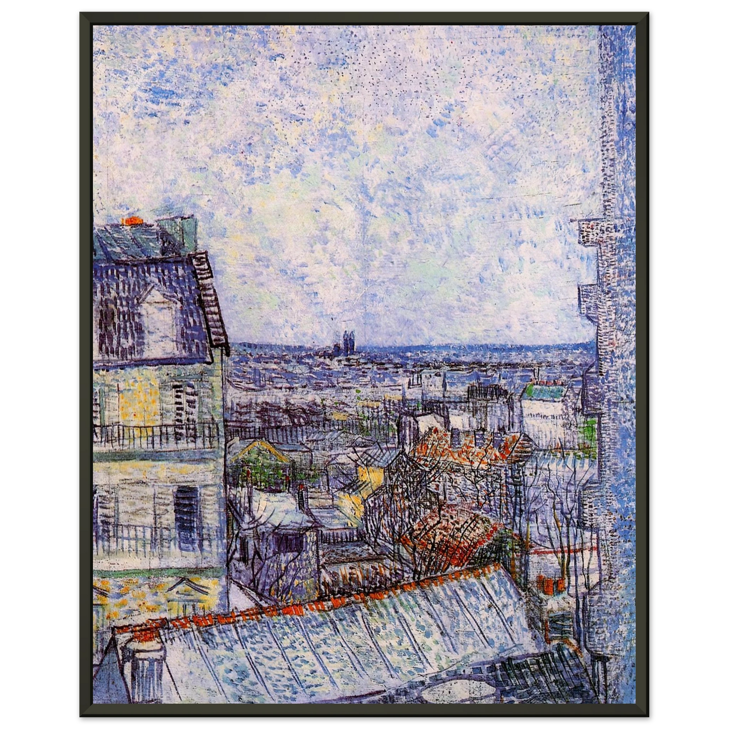 Vincent van Gogh View from Vincents room in the Rue Lepic Framed Art Print - Aluminum Frame - 70x100 cm / 28x40 inches