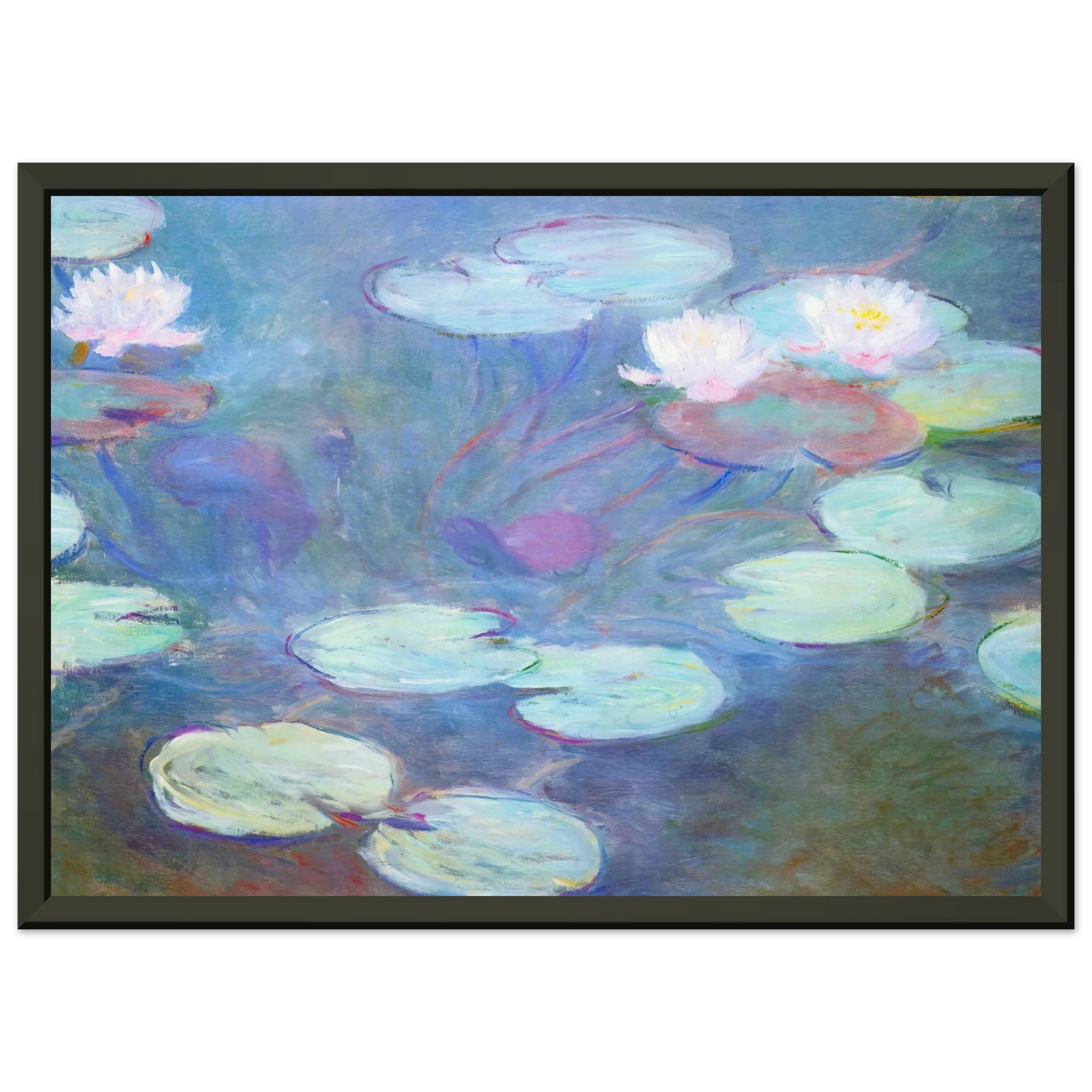 claude monet Water Lilies Pink Framed Art Print - Aluminum Frame - 70x100 cm / 28x40 inches