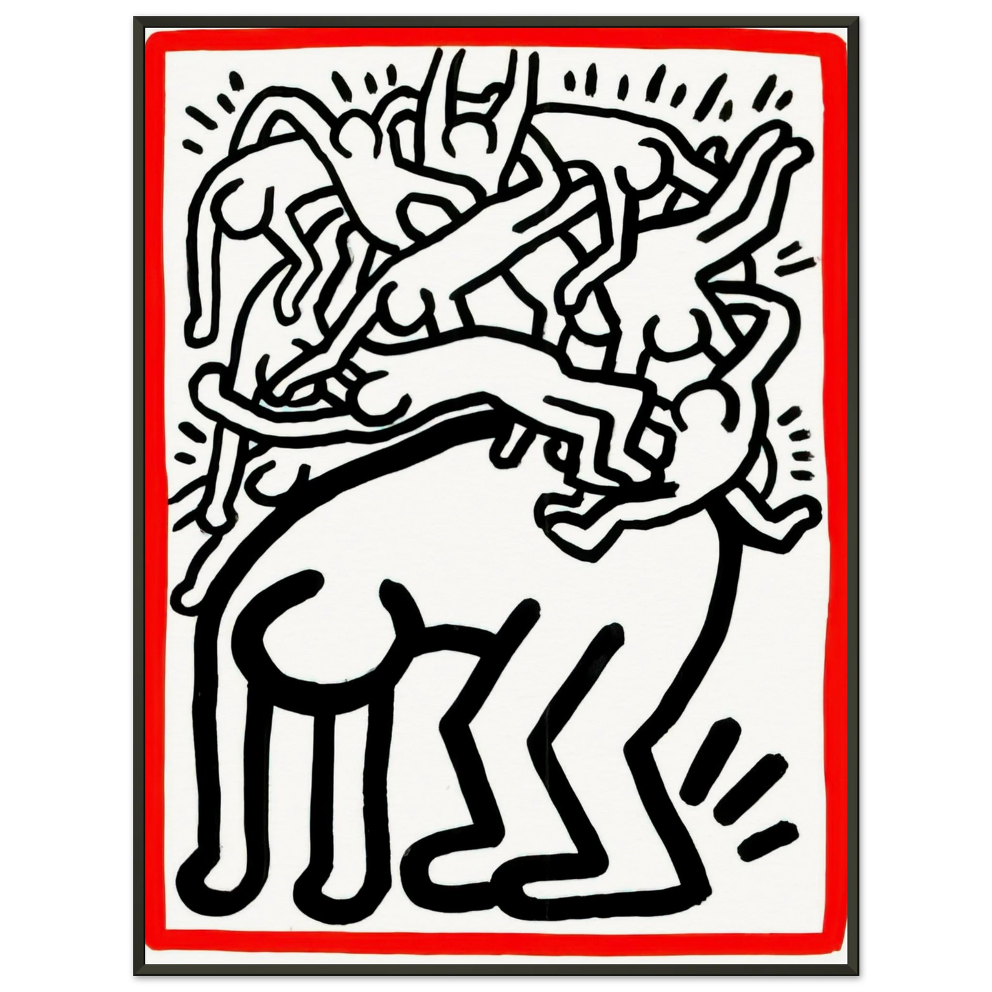 Keith Haring FIGHT AIDS WORLDWIDE 1990 Framed Art Print - Aluminum Frame - 40x50 cm / 16x20 inches