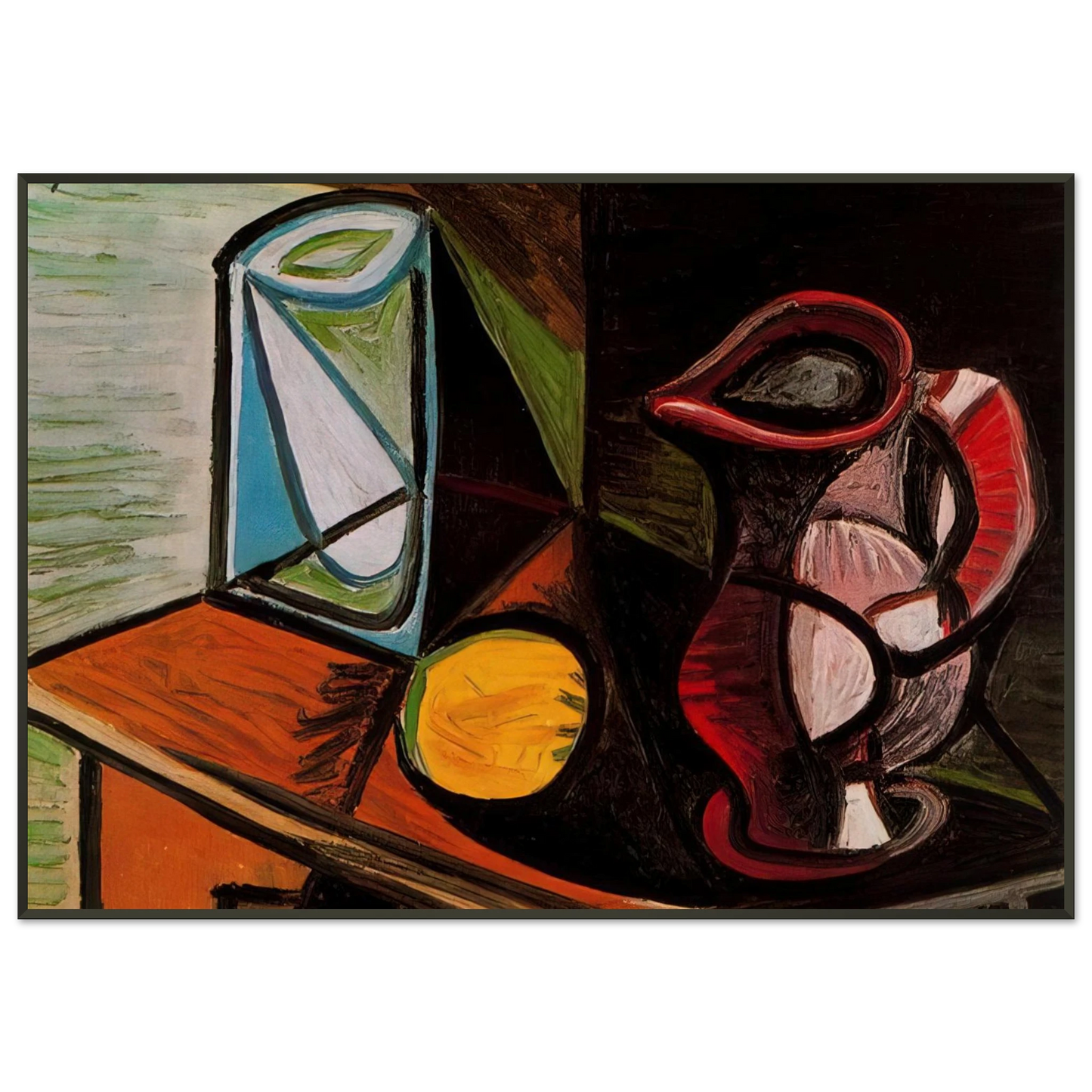 Pablo Picasso Glass and pitcher Framed Art Print - Aluminum Frame - 21x29.7 cm / 8x12"