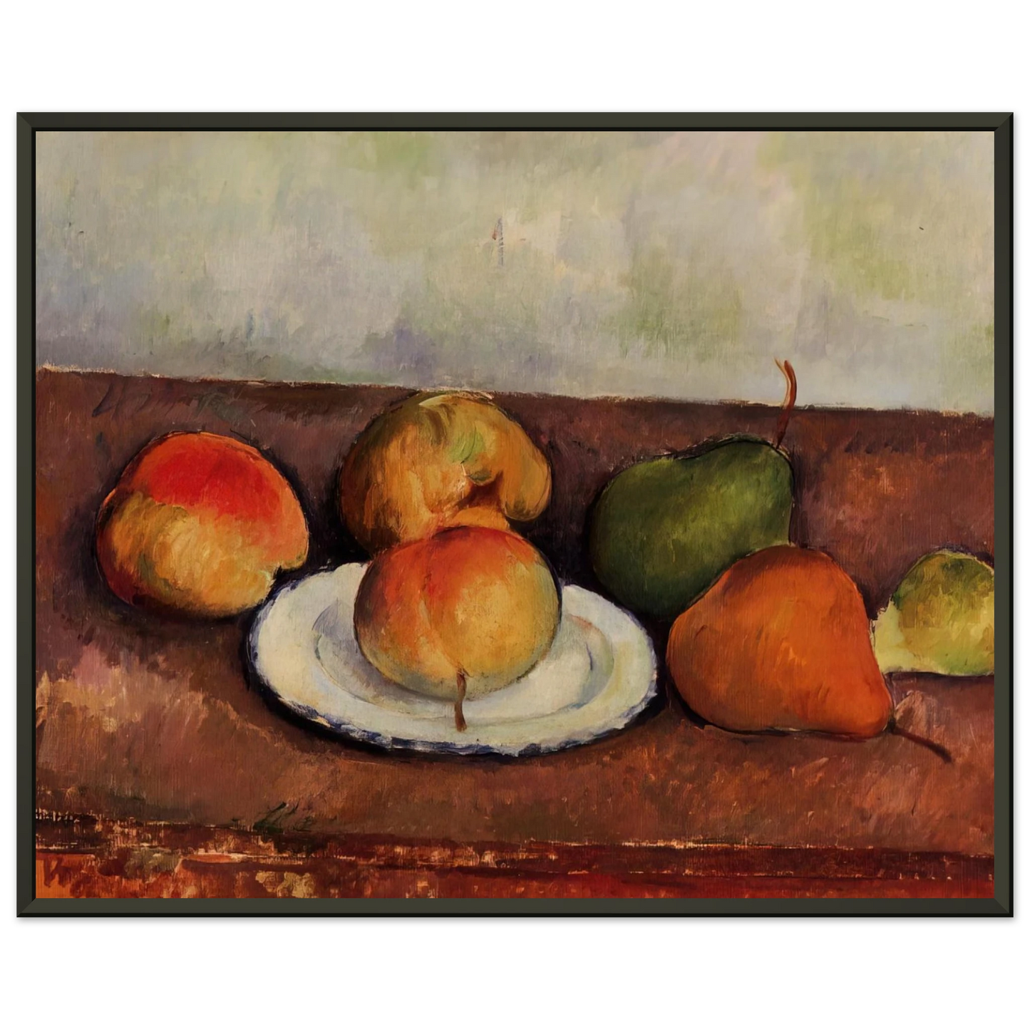 Paul Cezanne Still Life Plate and Fruit Framed Art Print - Aluminum Frame - 60x80 cm / 24x32 inches