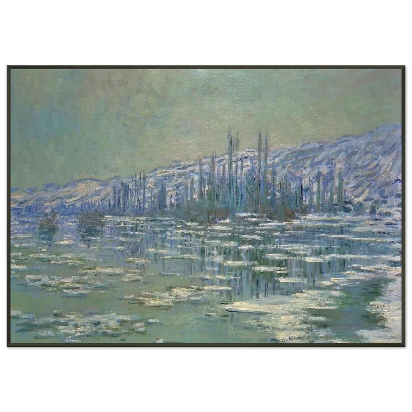 claude monet  Ice Floes on Siene Framed Art Print  - Aluminum Frame - 21x29.7 cm / 8x12"