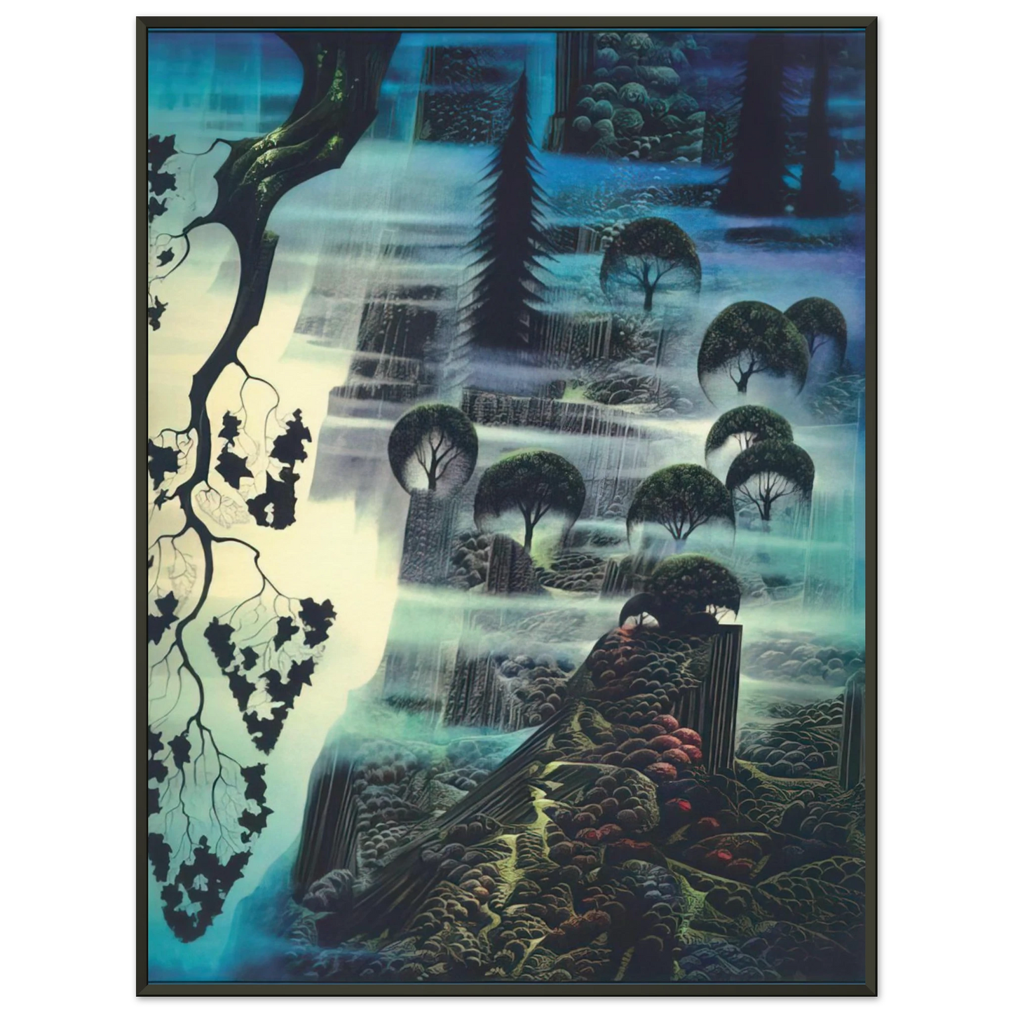 Eyvind Earle Surf Wind and Fog Framed Art Print - Aluminum Frame - 60x80 cm / 24x32 inches