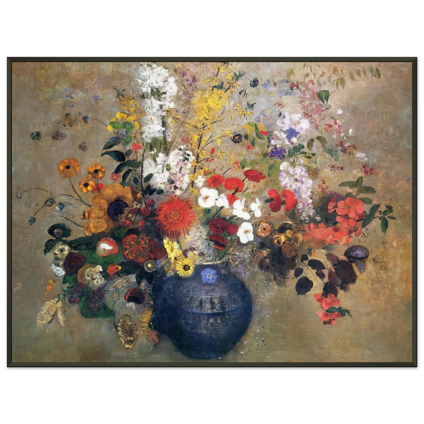 Odilon Redon FLOWERS 1909 Framed Art Print - Aluminum Frame - 40x50 cm / 16x20 inches