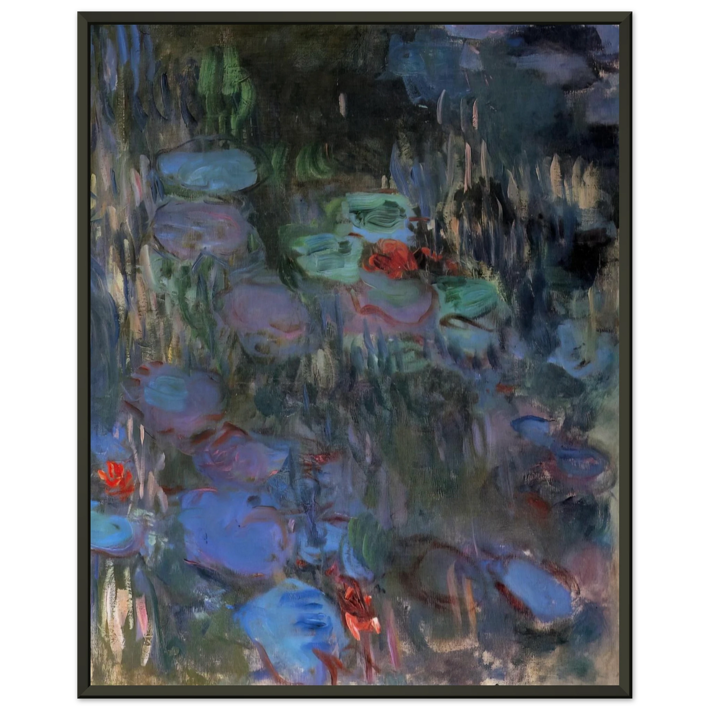 claude monet Water Lilies Reflections of Weeping Willows right half Framed Art Print - Aluminum Frame - 70x100 cm / 28x40 inches