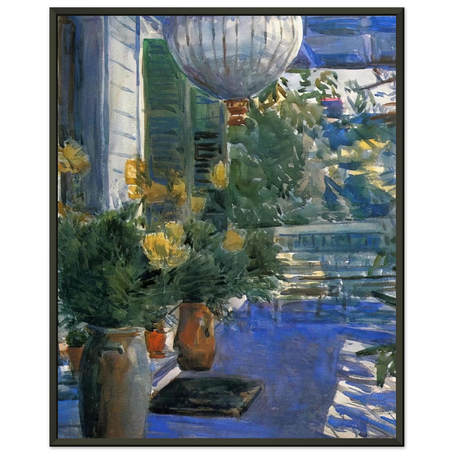 Childe Hassam Veranda of the Old House Framed Art Print - Aluminum Frame - 70x100 cm / 28x40 inches