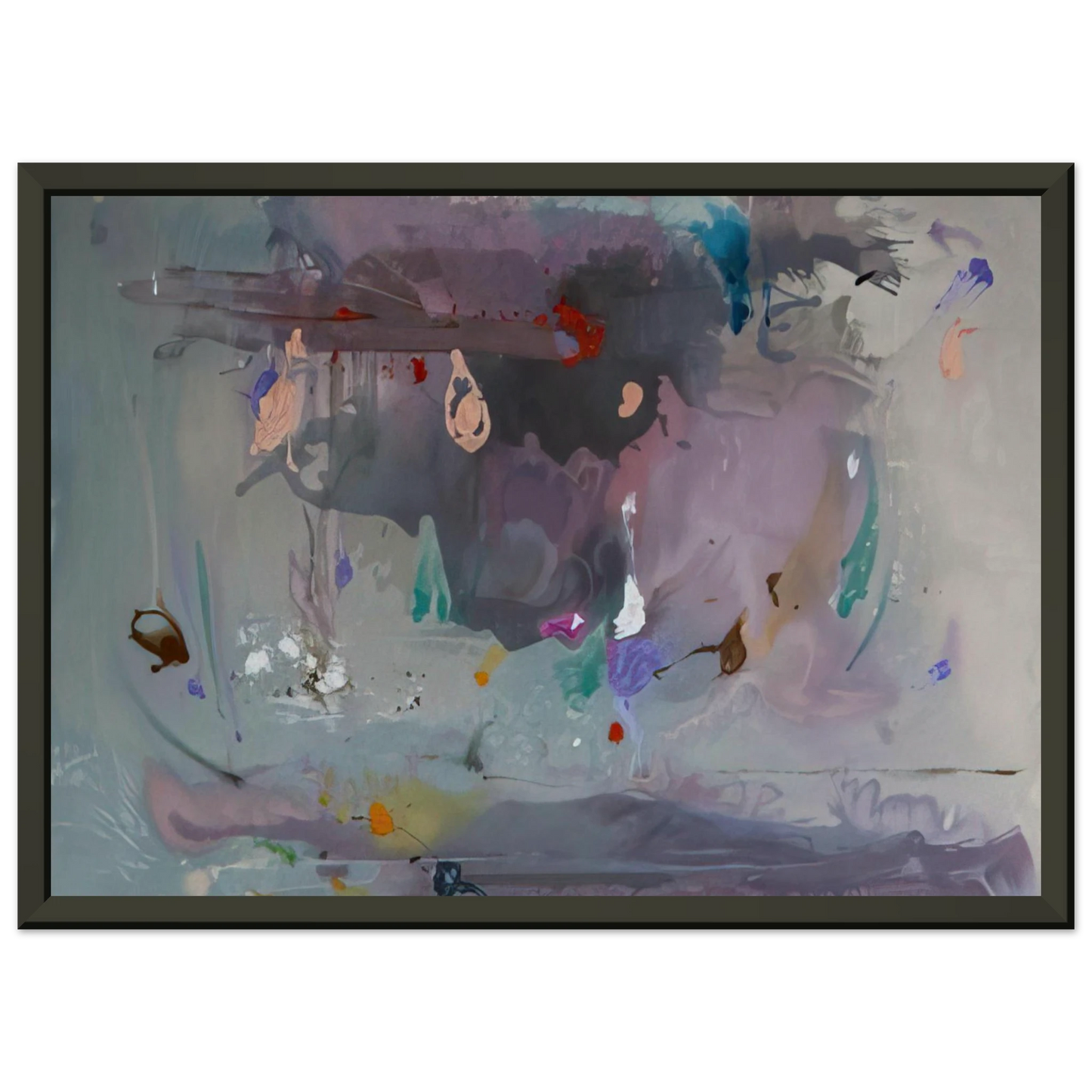 Helen Frankenthaler  Grey Fireworks  2000 Framed Art Print  - Aluminum Frame - 40x50 cm / 16x20 inches