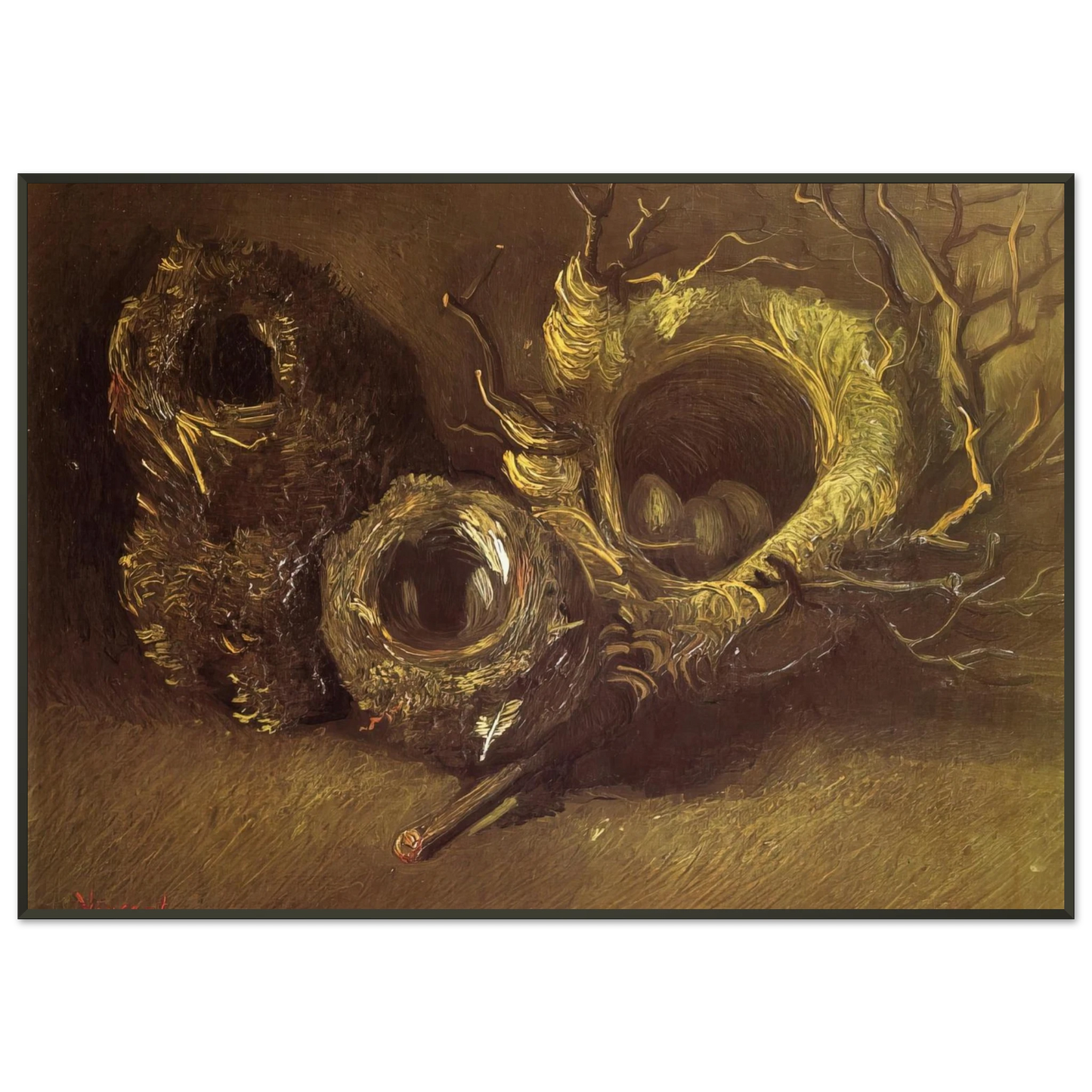 Vincent van Gogh  Still Life with Three Birds Nests Framed Art Print  - Aluminum Frame - 21x29.7 cm / 8x12"