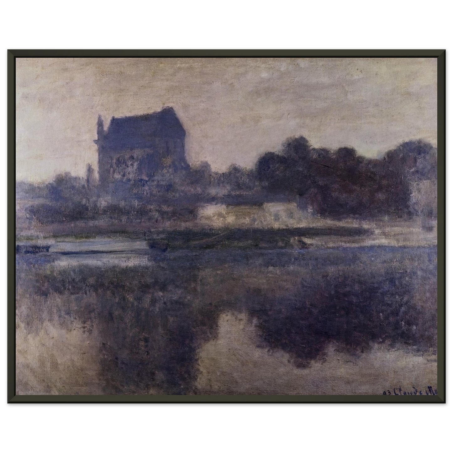 claude monet Vernon Church in Fog Framed Art Print - Aluminum Frame - 70x100 cm / 28x40 inches