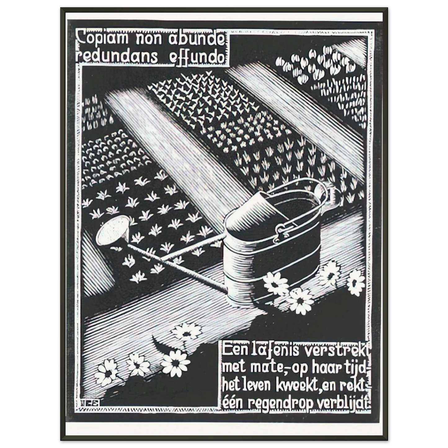 MC Escher  WATERINGCAN Framed Art Print  - Aluminum Frame - 70x100 cm / 28x40 inches