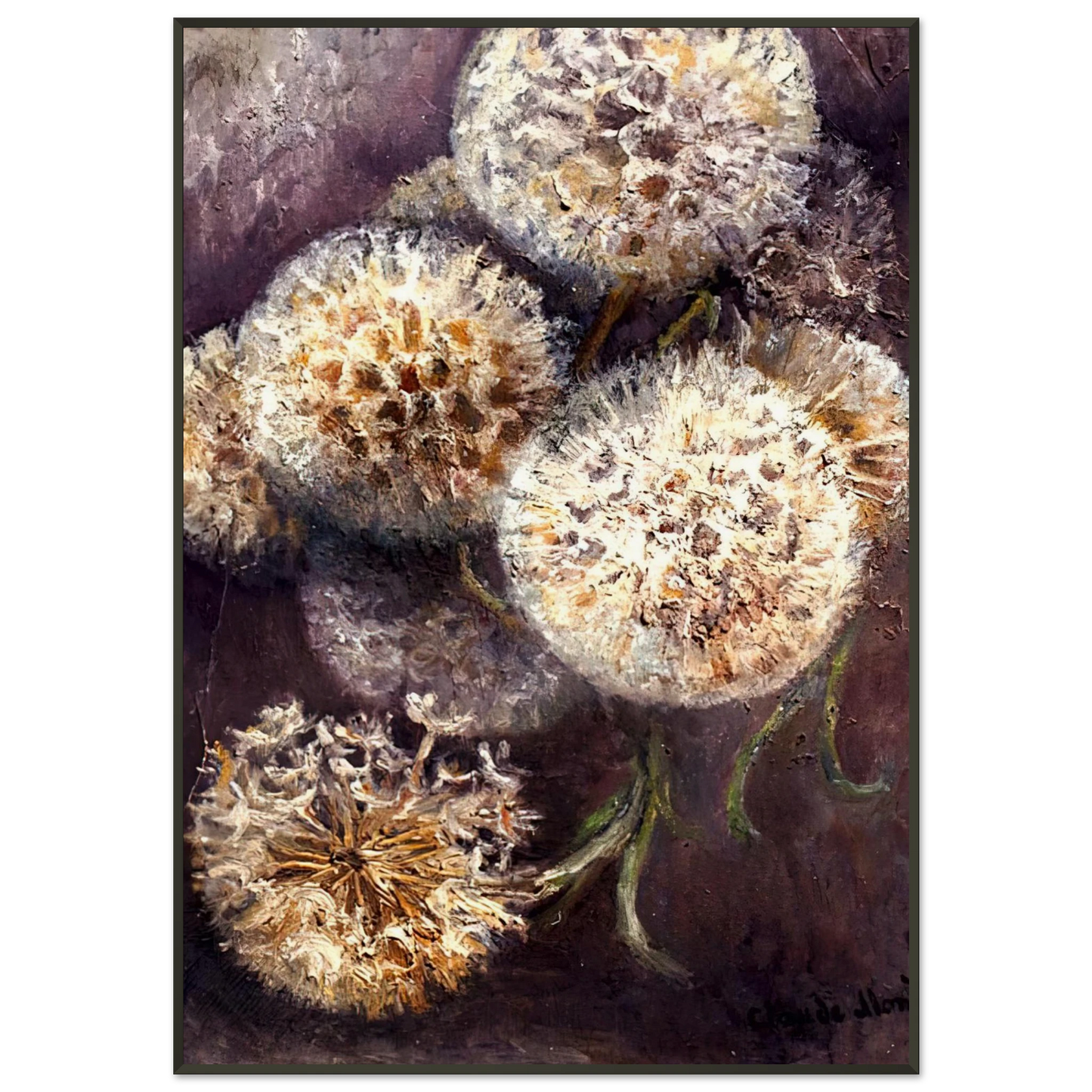 claude monet  Dandelions Framed Art Print  - Aluminum Frame - 21x29.7 cm / 8x12"