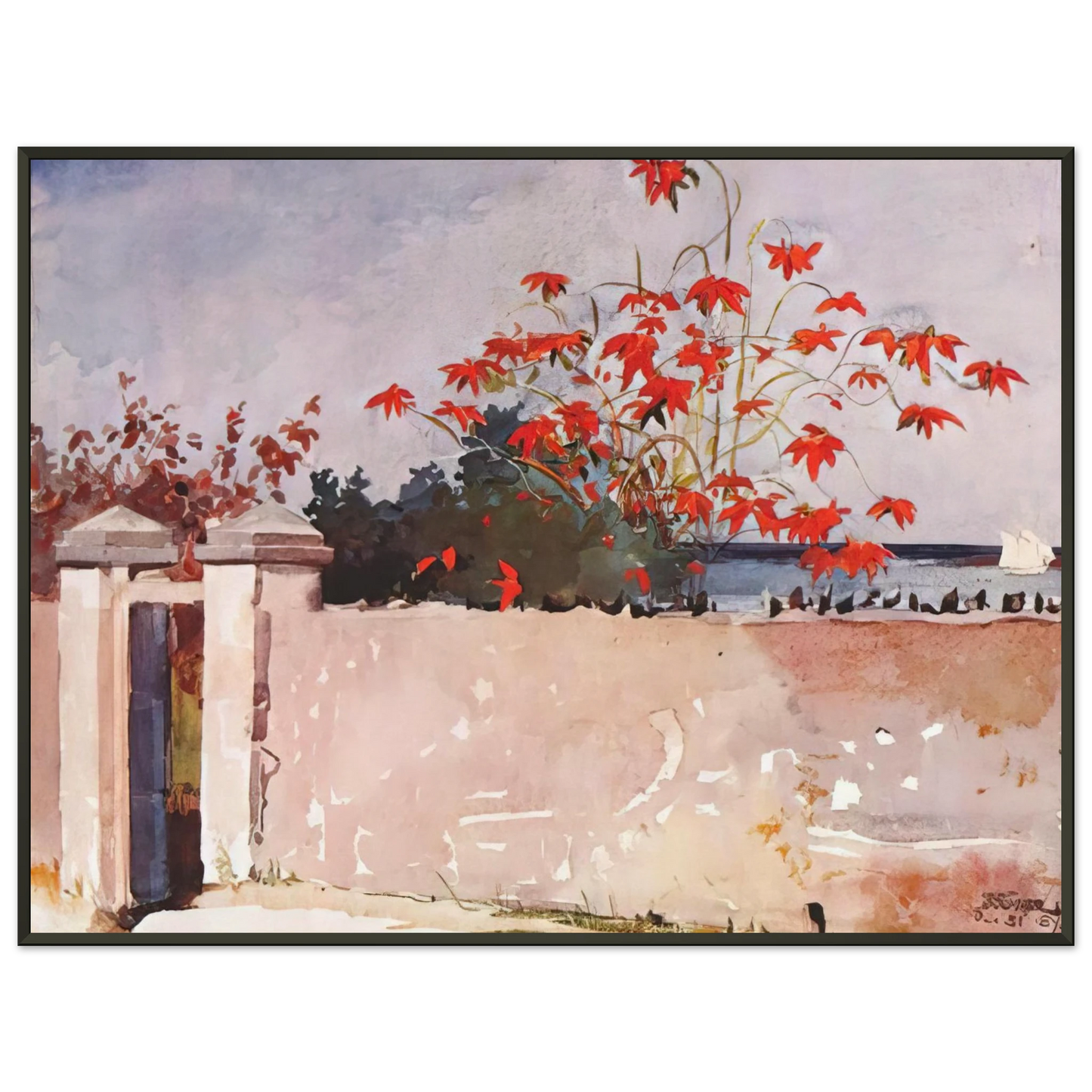 Winslow Homer A WALL NASSAU Framed Art Print - Aluminum Frame - 70x100 cm / 28x40 inches