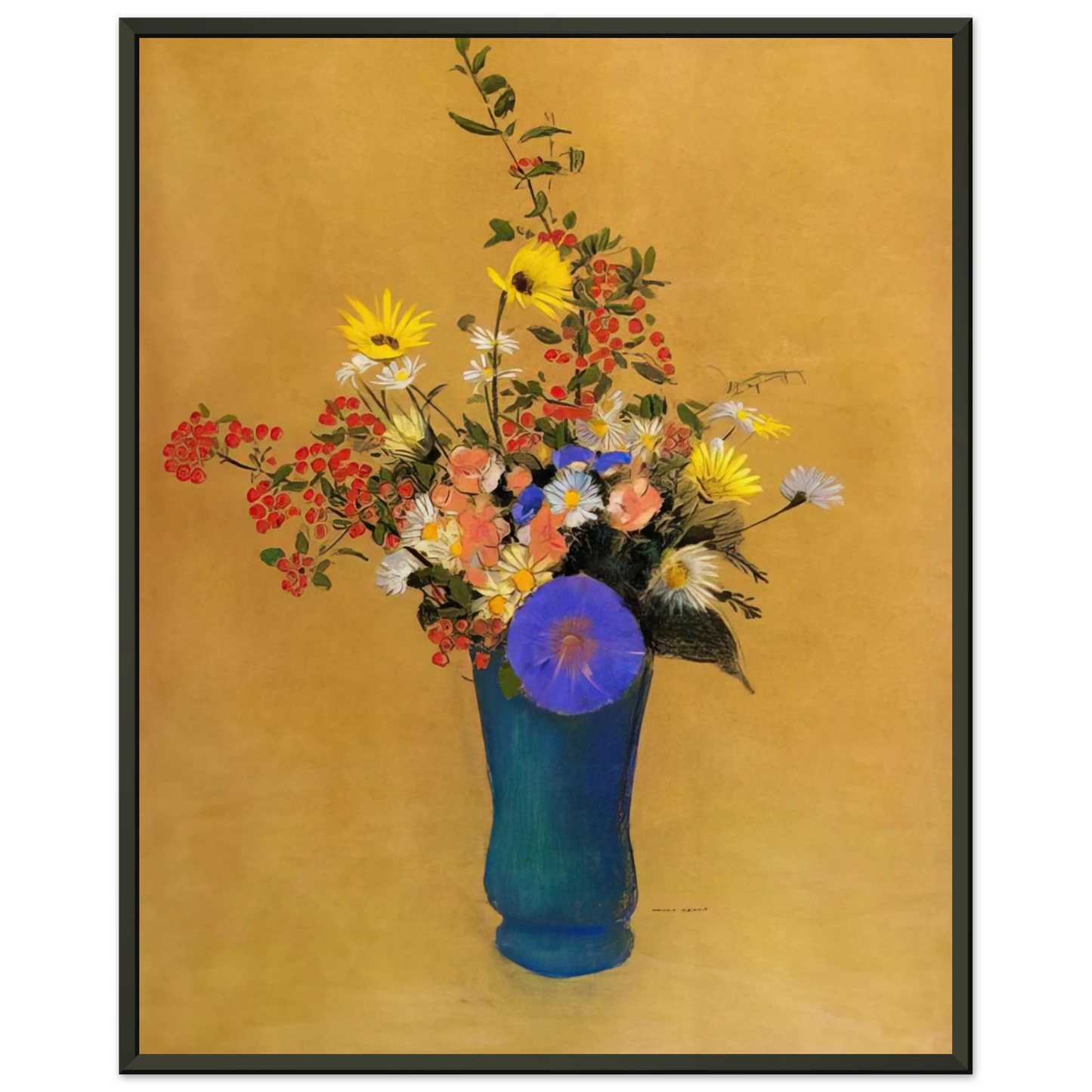 Odilon Redon  BOUQUET OF WILD FLOWERS Framed Art Print  - Aluminum Frame - 40x50 cm / 16x20 inches