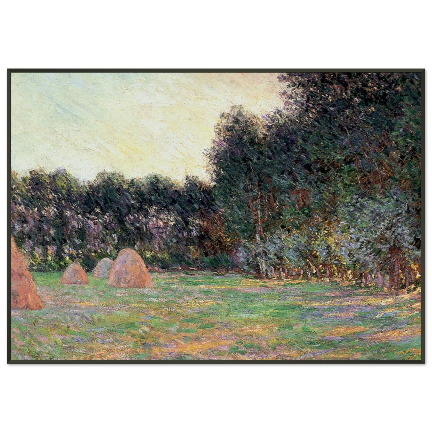 claude monet  Meadow with Haystacks near Giverny Framed Art Print  - Aluminum Frame - 21x29.7 cm / 8x12"
