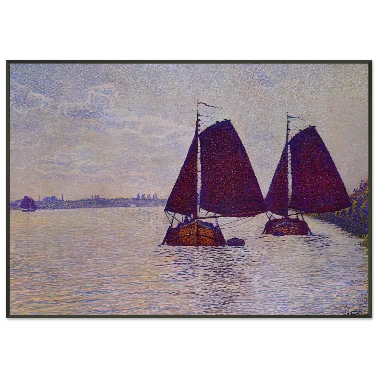 Theo van Rysselberghe BARGES ON THE RIVER SCHELDT 1892 Framed Art Print - Aluminum Frame - 21x29.7 cm / 8x12"