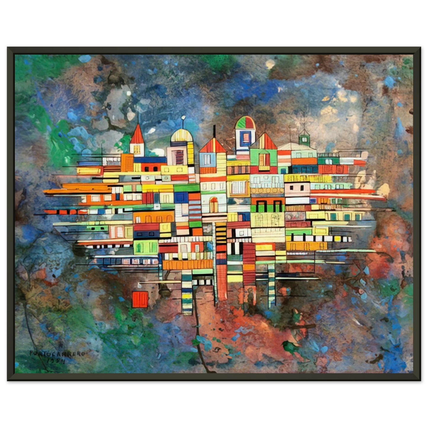 Rene Portocarrero CITY 1954 Framed Art Print - Aluminum Frame - 60x80 cm / 24x32 inches
