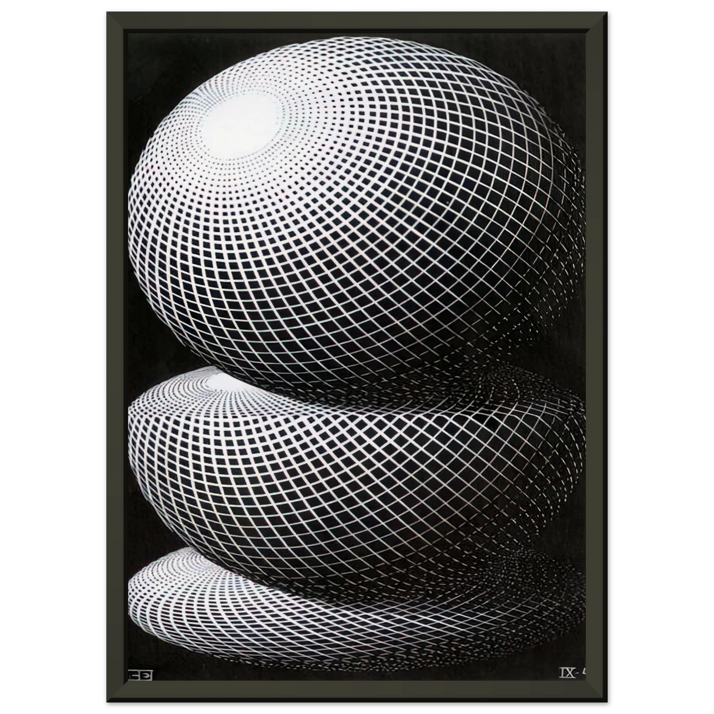 MC Escher  THREE SPHERES I SCHEME Framed Art Print  - Aluminum Frame - 70x100 cm / 28x40 inches