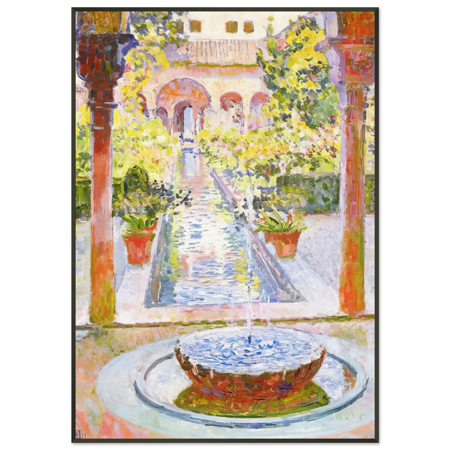Theo van Rysselberghe THE GARDENS OF GENERALIFE IN GRENADA 1913 Framed Art Print - Aluminum Frame - 21x29.7 cm / 8x12"