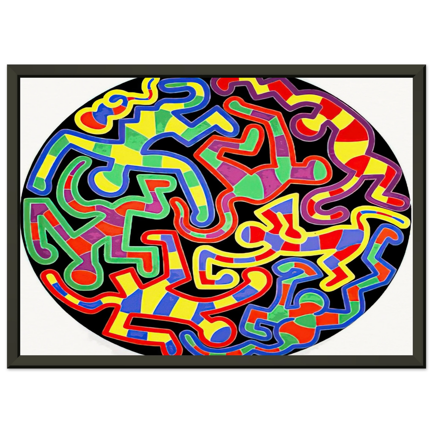 Keith Haring MONKEY PUZZLE 1988 Framed Art Print - Aluminum Frame - 60x80 cm / 24x32 inches