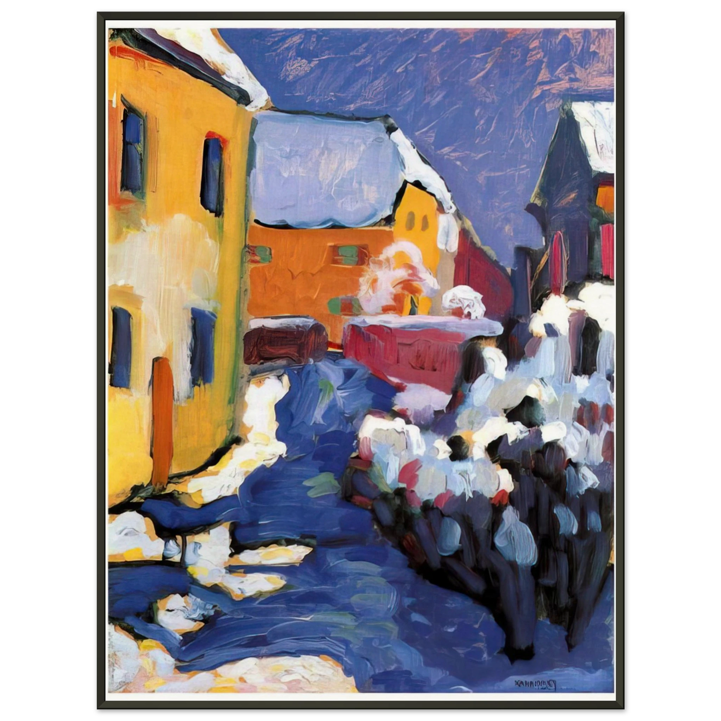 Wassily Kandinsky  CEMETERY AND VICARAGE IN KOCHEL 1909 Framed Art Print  - Aluminum Frame - 40x50 cm / 16x20 inches