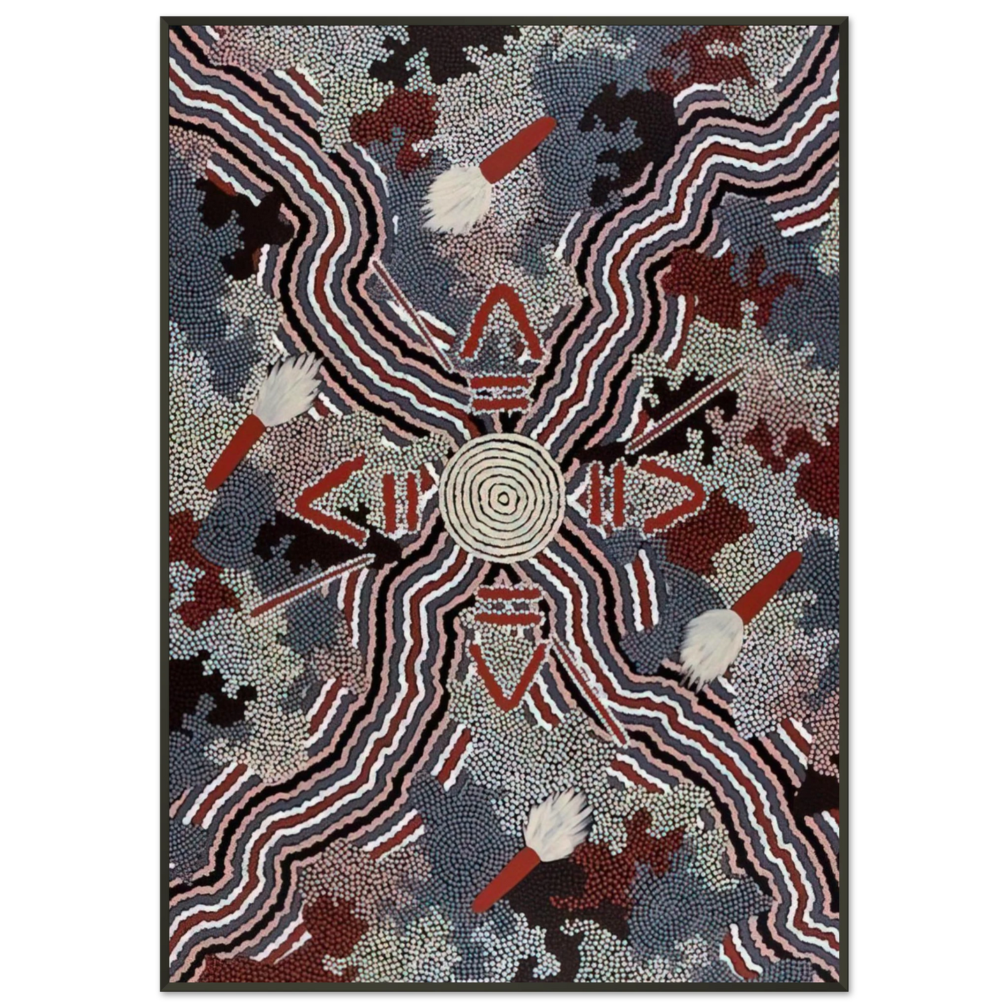 Clifford Possum Tjapaltjarri Untitled 1997 Framed Art Print - Aluminum Frame - 21x29.7 cm / 8x12"
