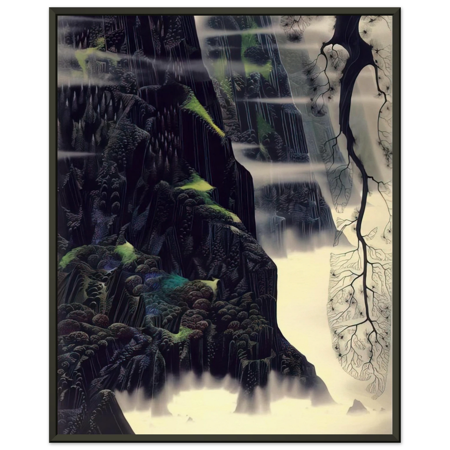 Eyvind Earle  Gray Dawn Framed Art Print  - Aluminum Frame - 40x50 cm / 16x20 inches
