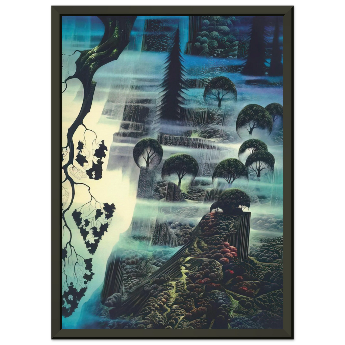 Eyvind Earle Surf Wind and Fog Framed Art Print - Aluminum Frame - 40x50 cm / 16x20 inches