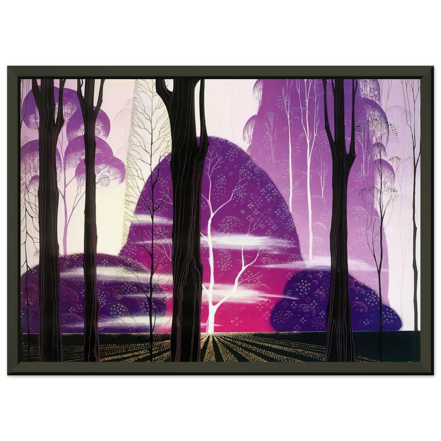 Eyvind Earle  Purple Dawn Framed Art Print  - Aluminum Frame - 60x80 cm / 24x32 inches