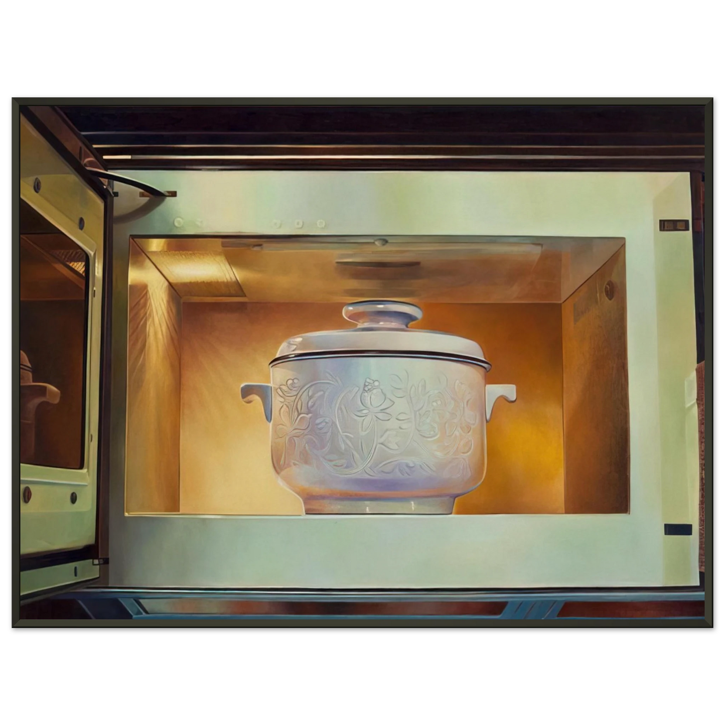 Mary Pratt Romancing the Casserole 1985 Framed Art Print - Aluminum Frame - 70x100 cm / 28x40 inches