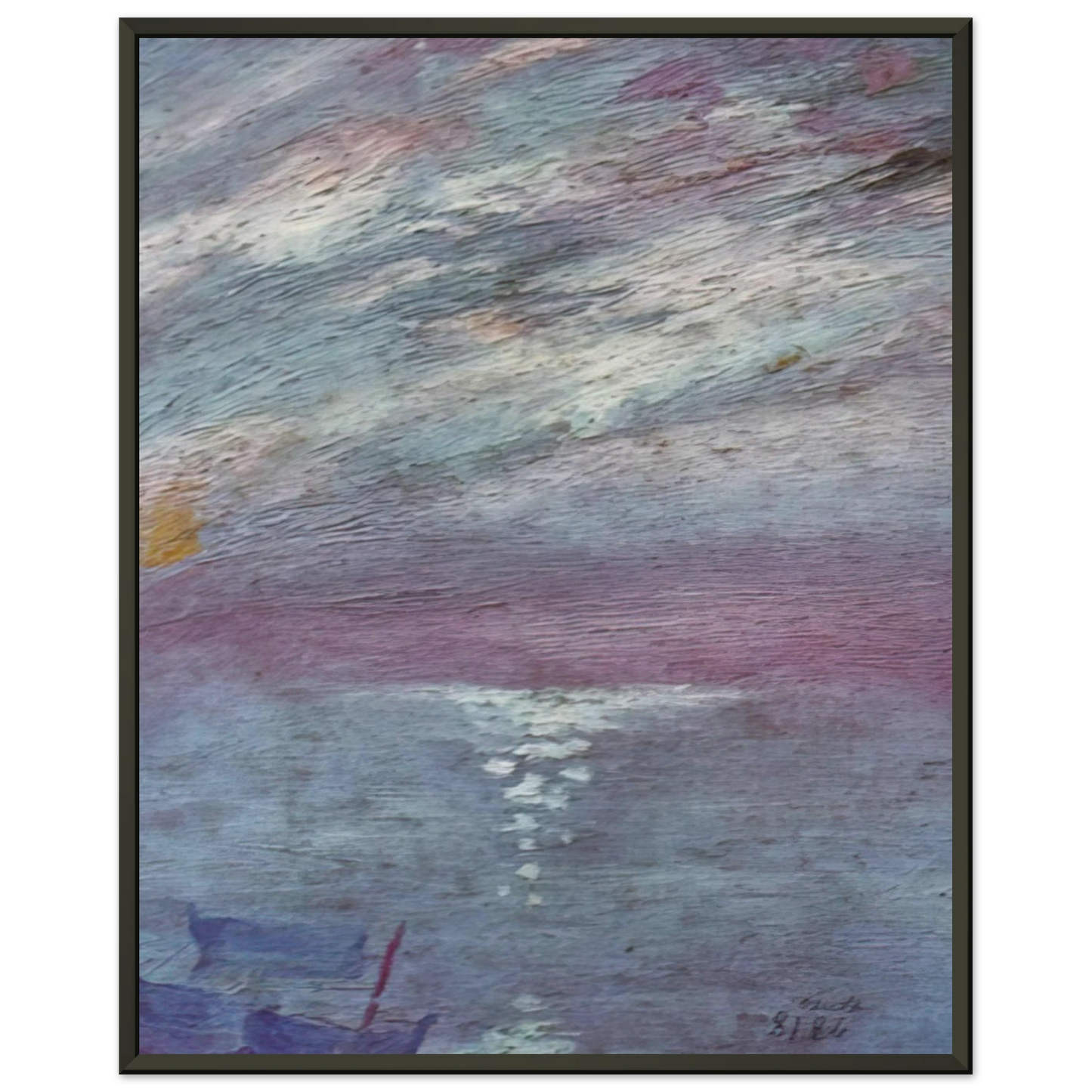 Salvador Dali  MOONLIGHT OVER THE BAY AT CADAQUES Framed Art Print  - Aluminum Frame - 60x80 cm / 24x32 inches