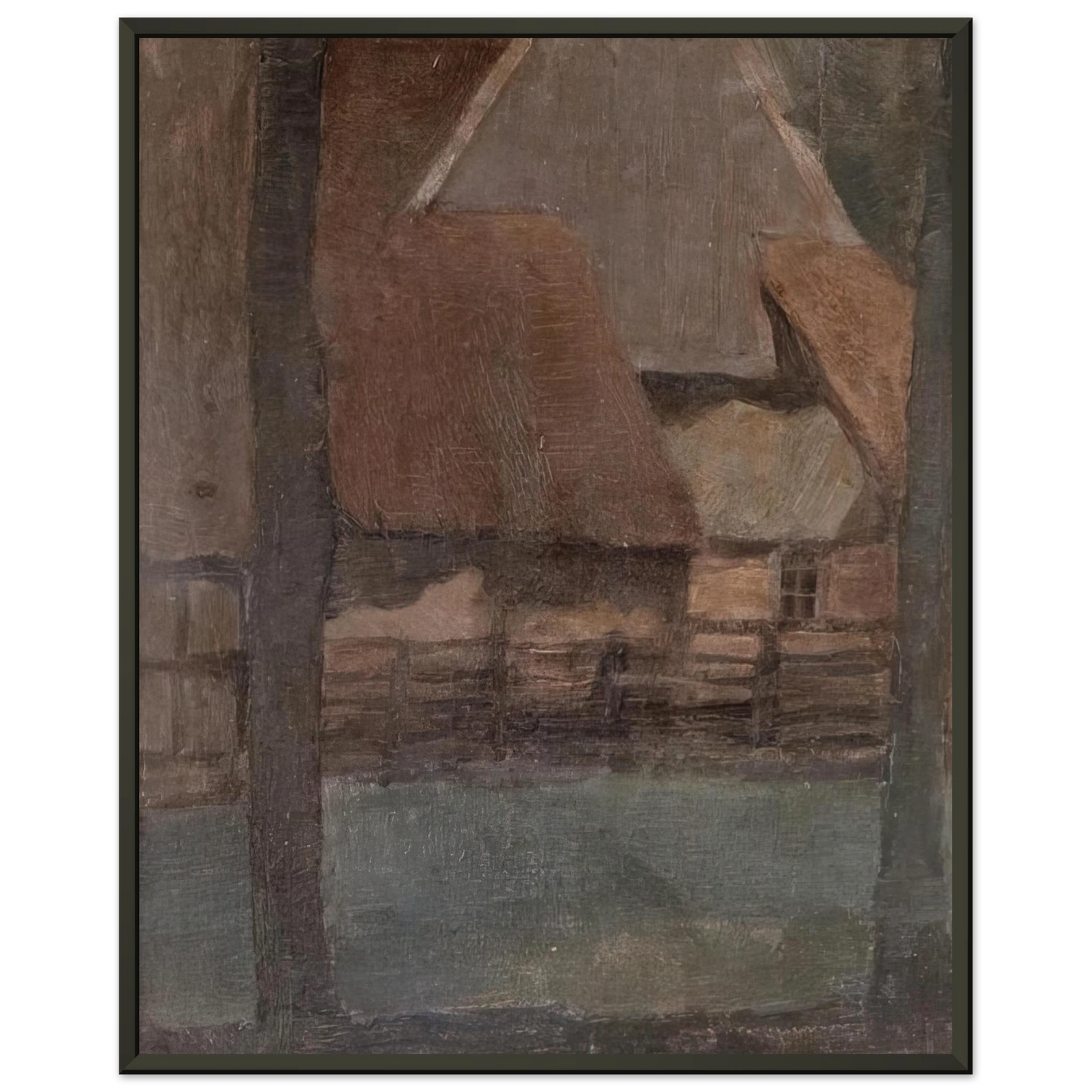 Piet Mondrian Gable Farm with trees Framed Art Print - Aluminum Frame - 40x50 cm / 16x20 inches
