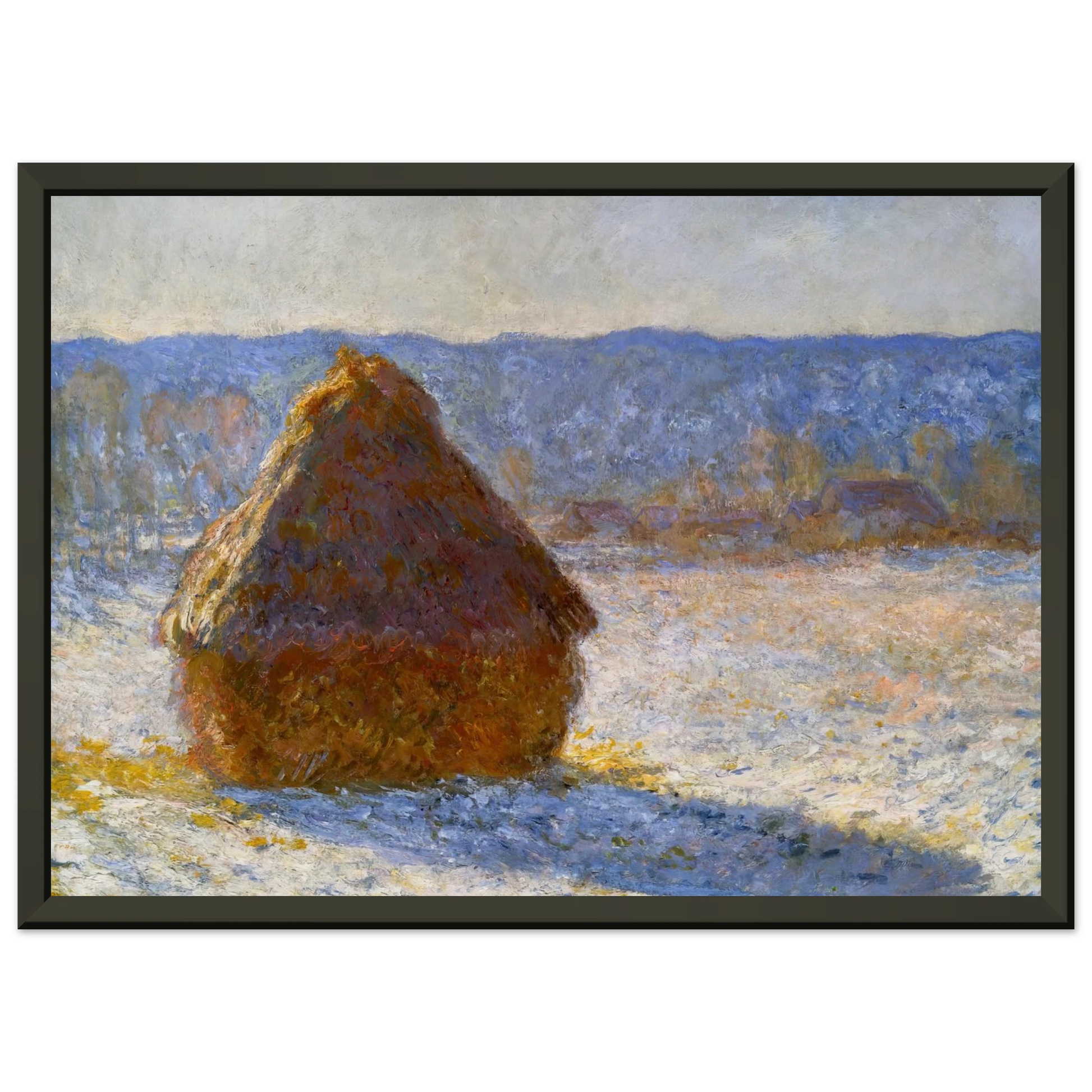 claude monet  Grainstack Snow Effect Morning Framed Art Print  - Aluminum Frame - 70x100 cm / 28x40 inches