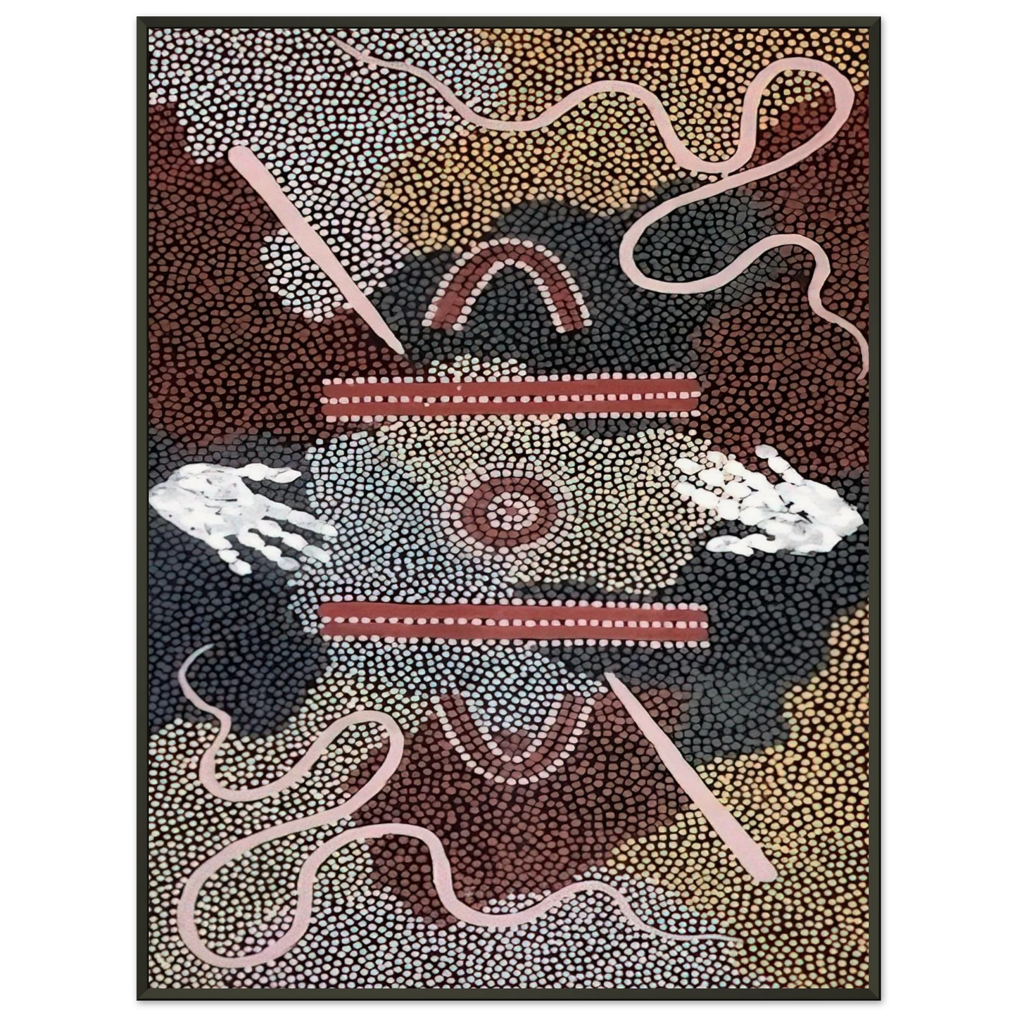Clifford Possum Tjapaltjarri Initiation Ceremony 1998 Framed Art Print - Aluminum Frame - 60x80 cm / 24x32 inches