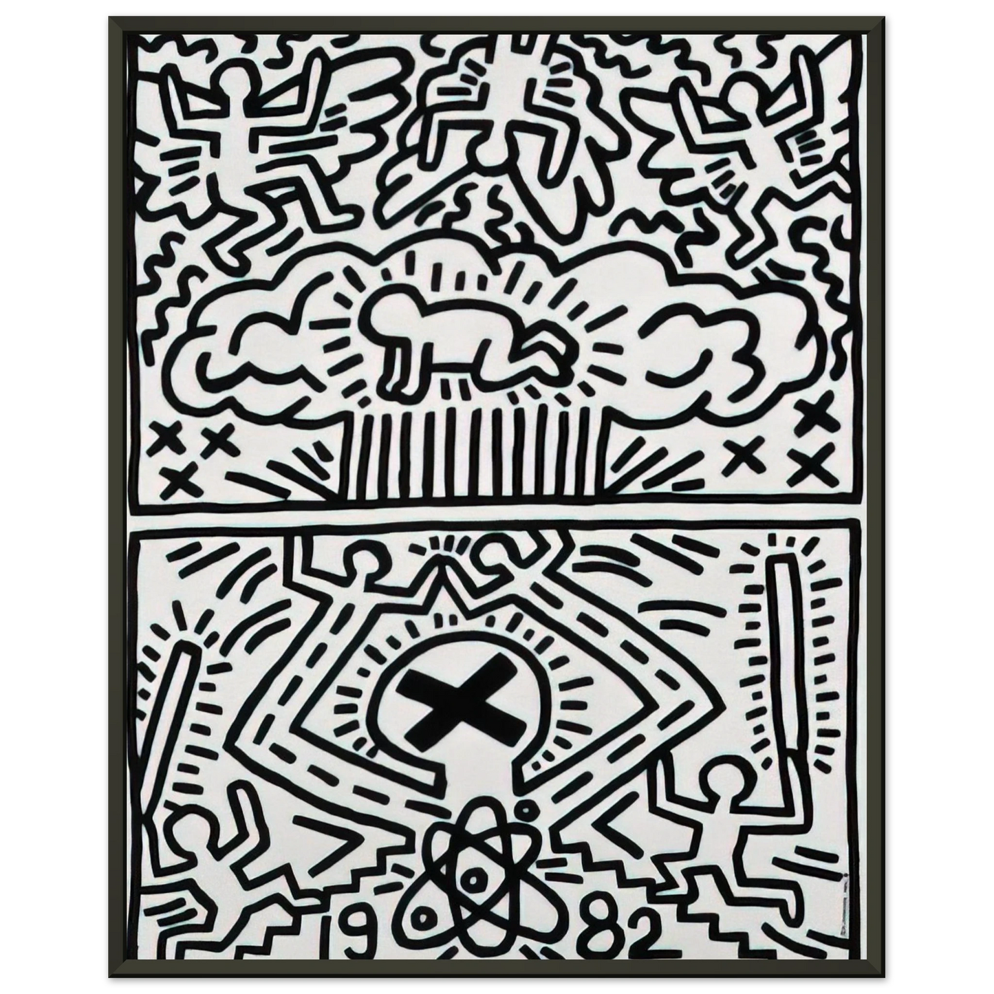 Keith Haring  ANTI NUCLEAR RALLY 1982 Framed Art Print  - Aluminum Frame - 60x80 cm / 24x32 inches