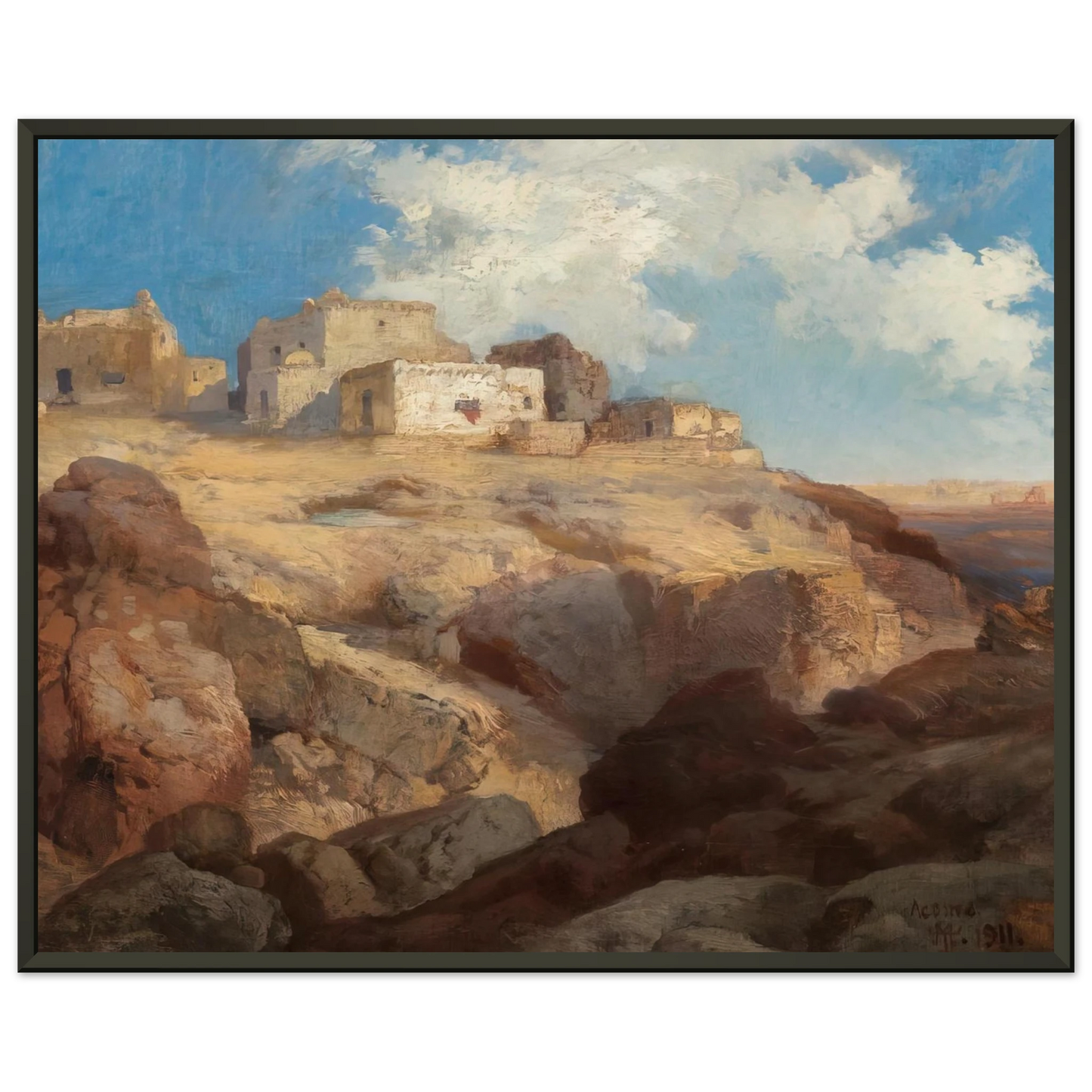 Thomas Moran A Bit of Acoma New Mexico Framed Art Print - Aluminum Frame - 40x50 cm / 16x20 inches