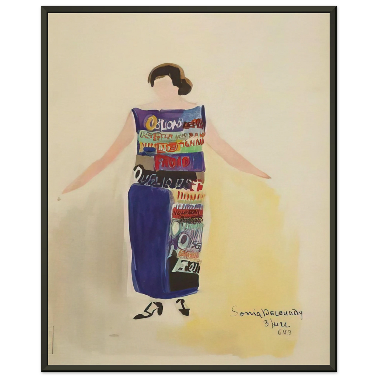 Sonia Delaunay ROBE POEME OUBLIONS LES OISEAUX 1922 Framed Art Print - Aluminum Frame - 70x100 cm / 28x40 inches