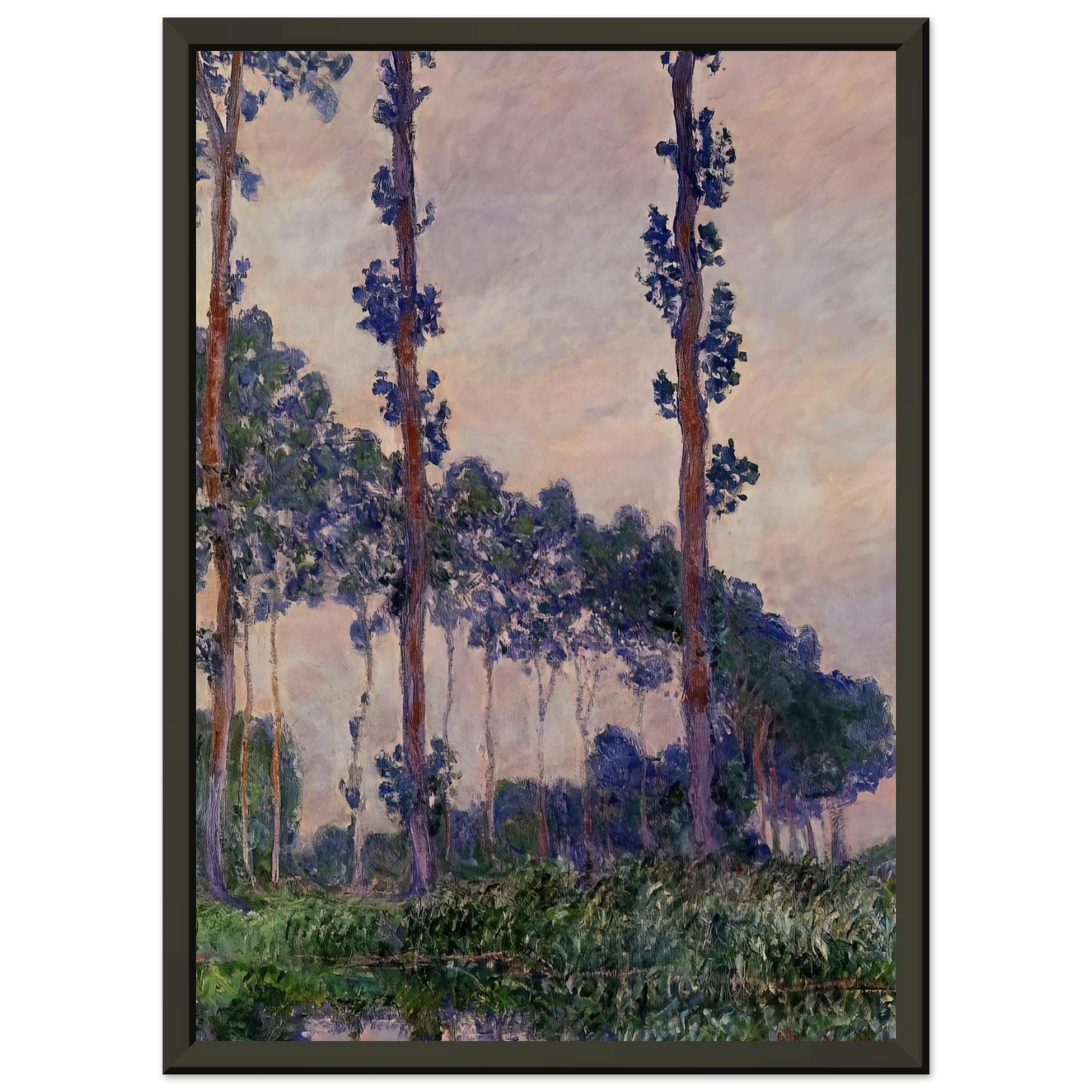 claude monet Three Trees in Grey Weather Framed Art Print - Aluminum Frame - 70x100 cm / 28x40 inches