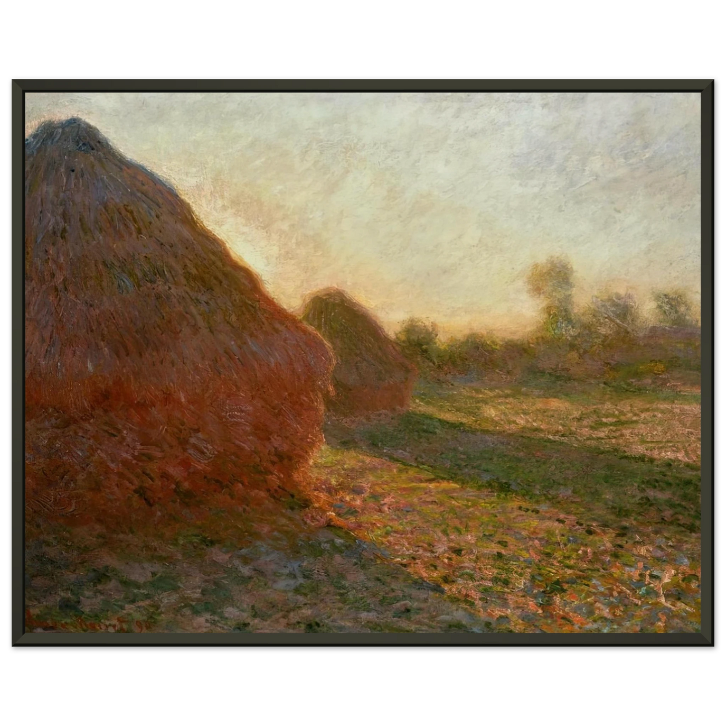 claude monet  Haystacks Last Sunrays Framed Art Print  - Aluminum Frame - 70x100 cm / 28x40 inches