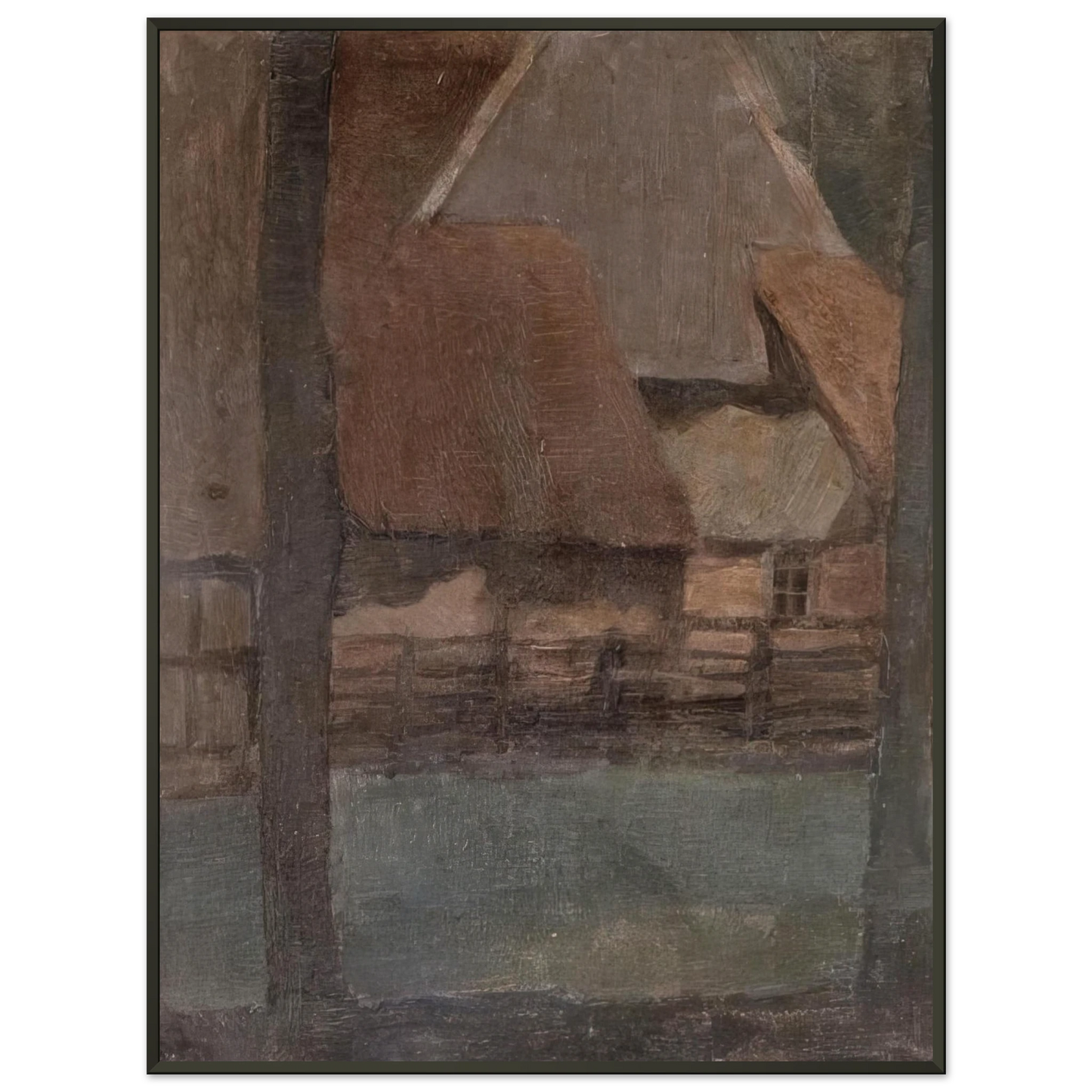Piet Mondrian Gable Farm with trees Framed Art Print - Aluminum Frame - 60x80 cm / 24x32 inches