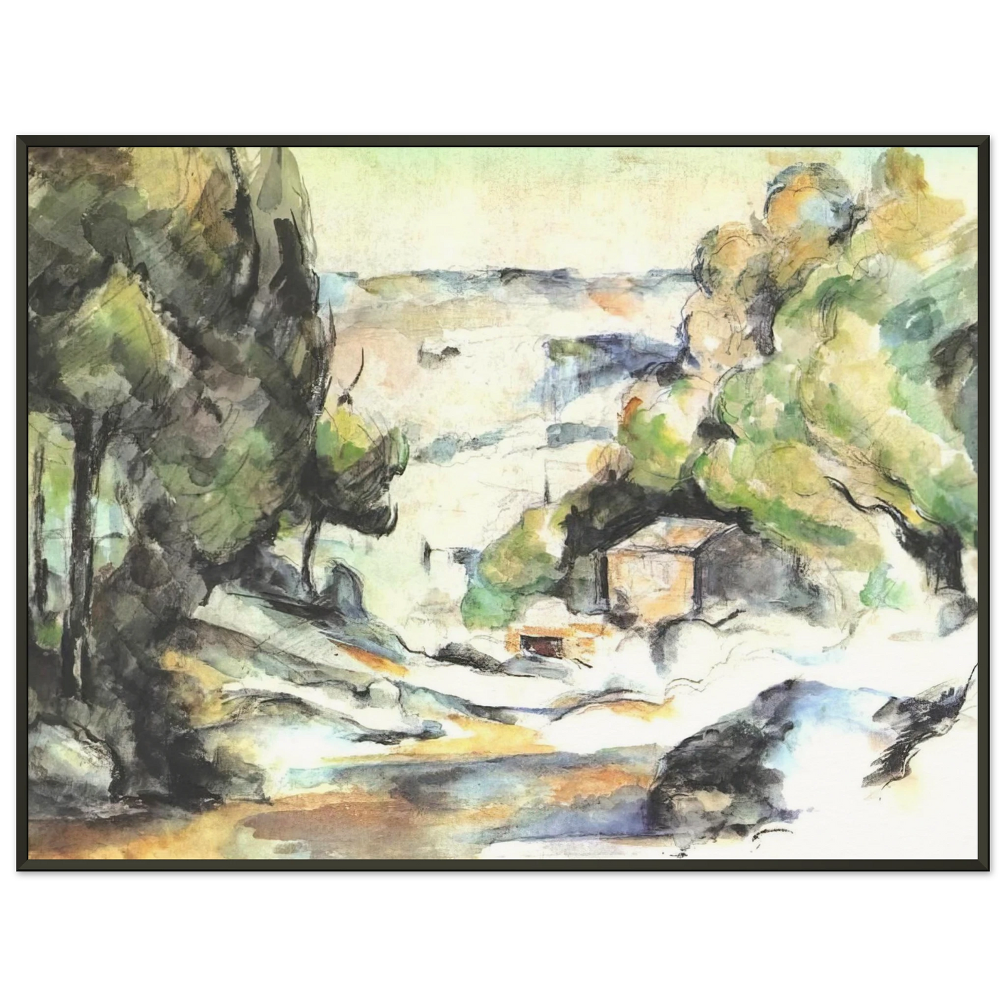 Paul Cezanne Landscape in the Provence Framed Art Print - Aluminum Frame - 60x80 cm / 24x32 inches