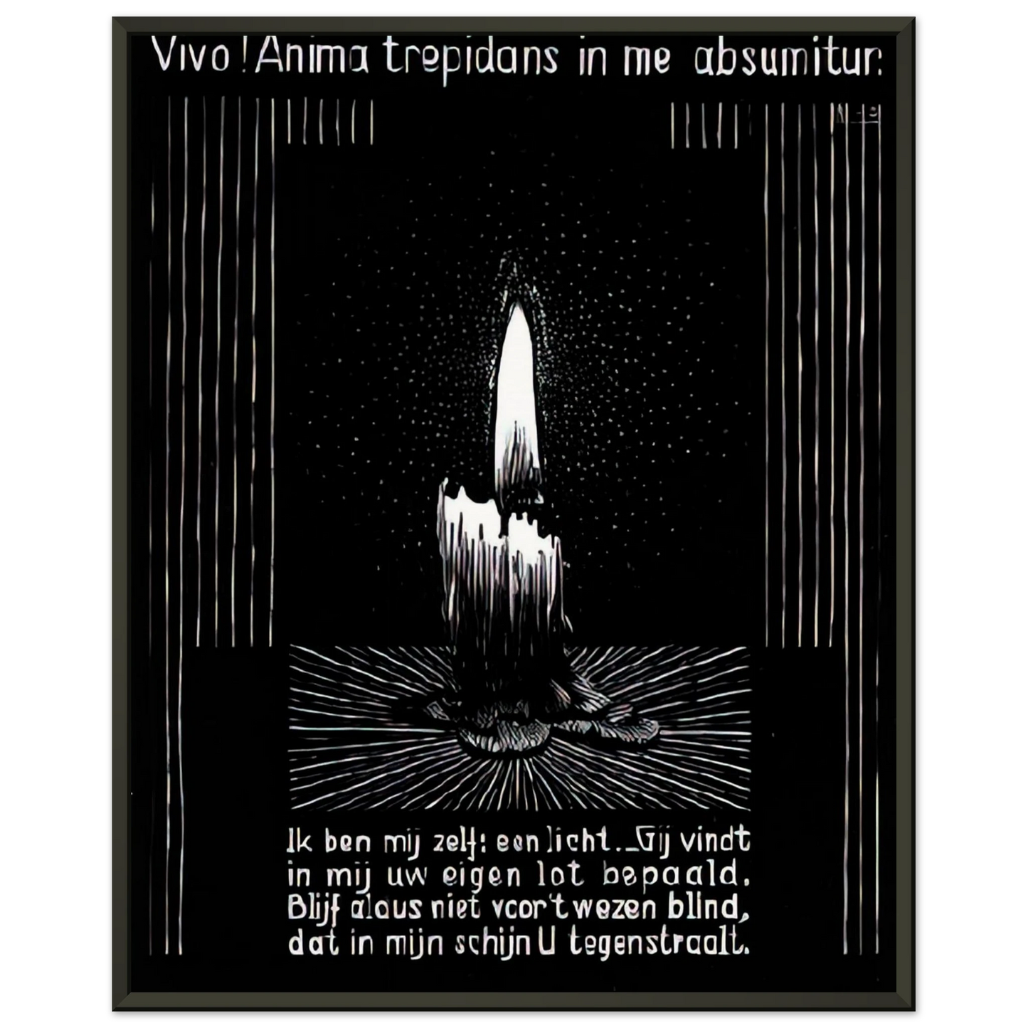 MC Escher  EMBLEMATA CANDLE FLAME Framed Art Print  - Aluminum Frame - 60x80 cm / 24x32 inches