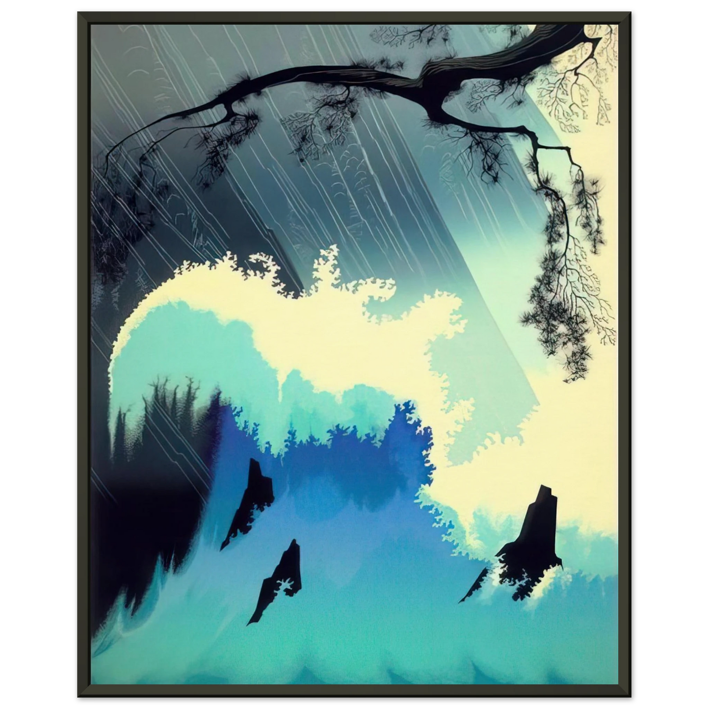 Eyvind Earle Ocean Splash Framed Art Print - Aluminum Frame - 40x50 cm / 16x20 inches