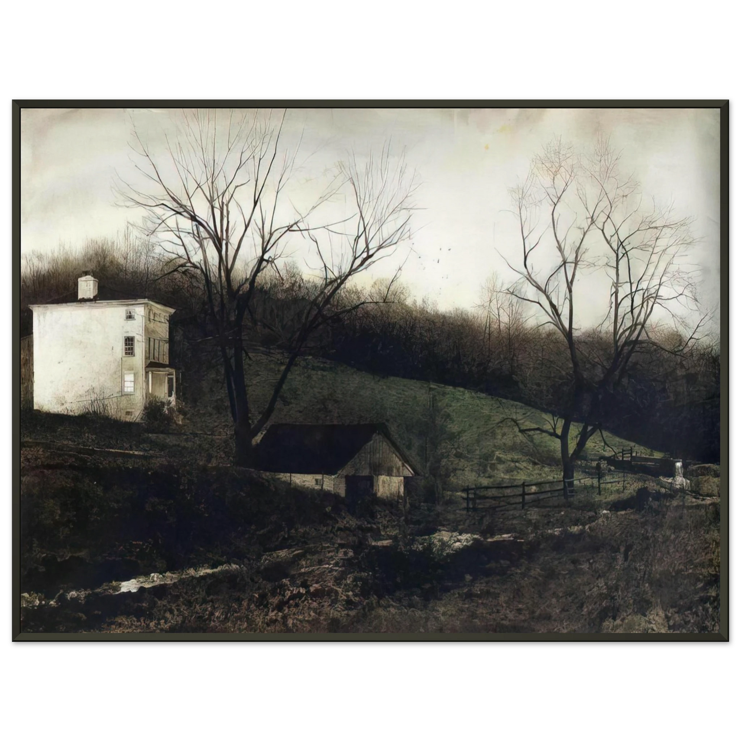 Andrew Wyeth EVENING AT KUERNERS Framed Art Print - Aluminum Frame - 60x80 cm / 24x32 inches