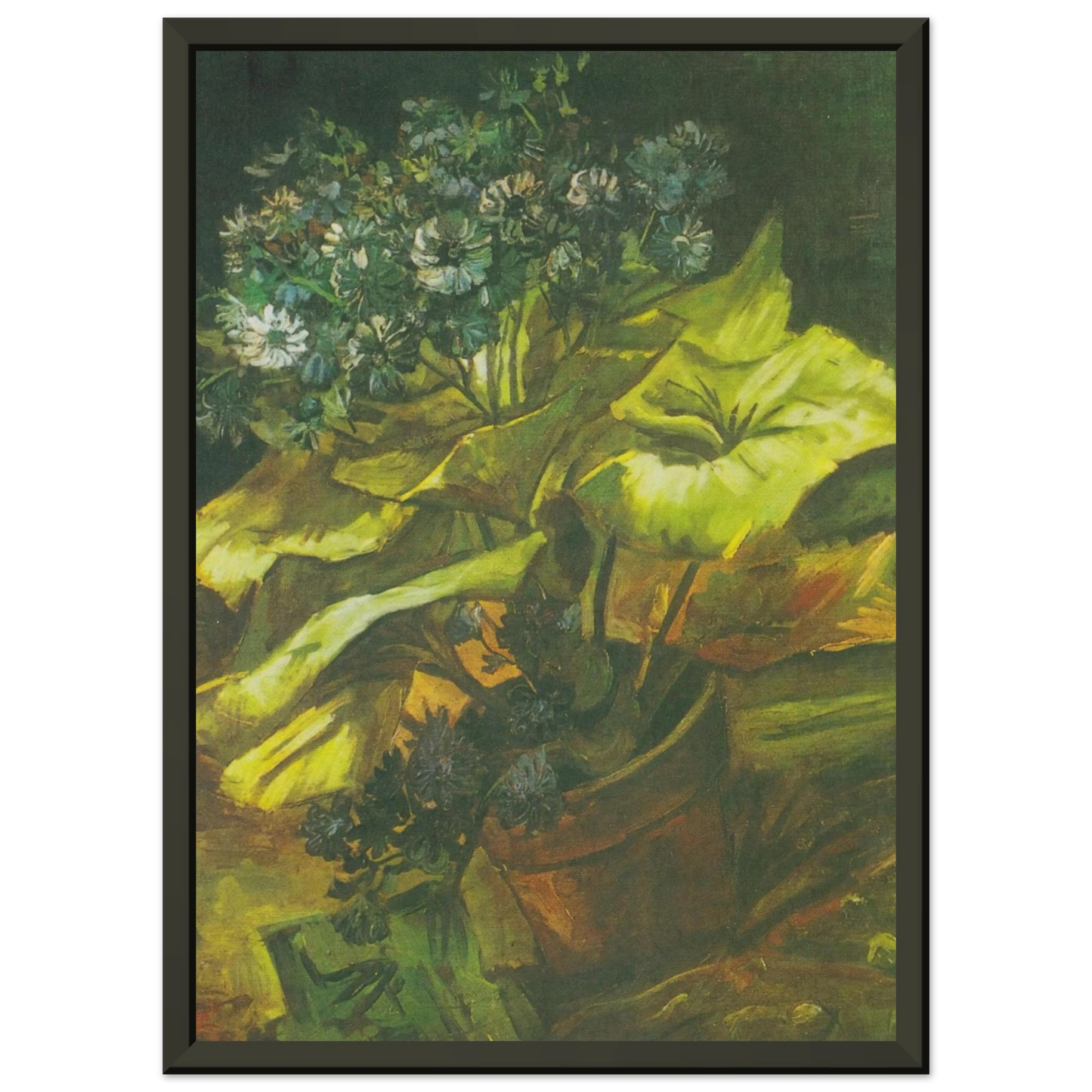 Vincent van Gogh Flower Pot with Asters Framed Art Print - Aluminum Frame - 70x100 cm / 28x40 inches